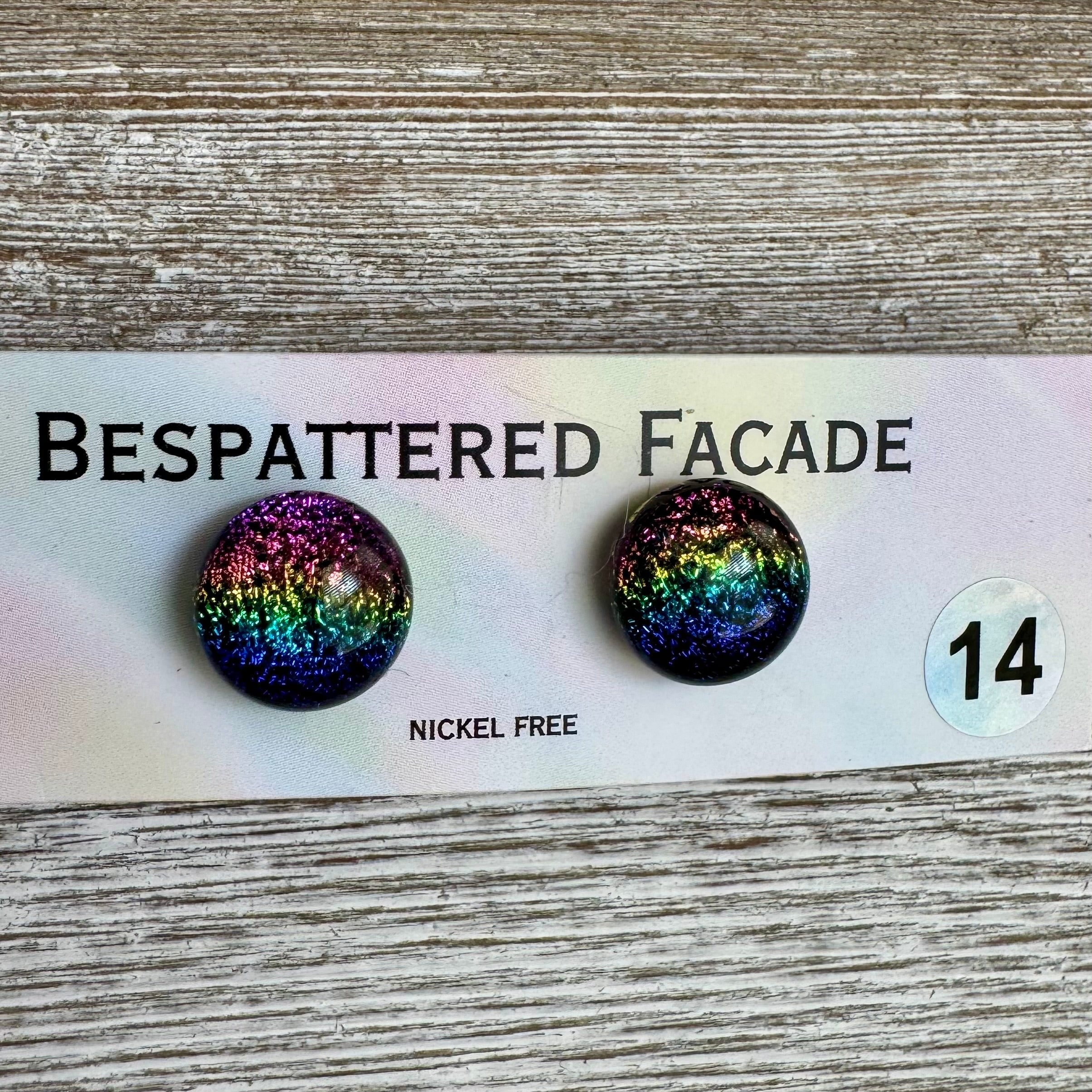 Rainbow Magic Drop Stud Dichroic Glass Earrings (14)
