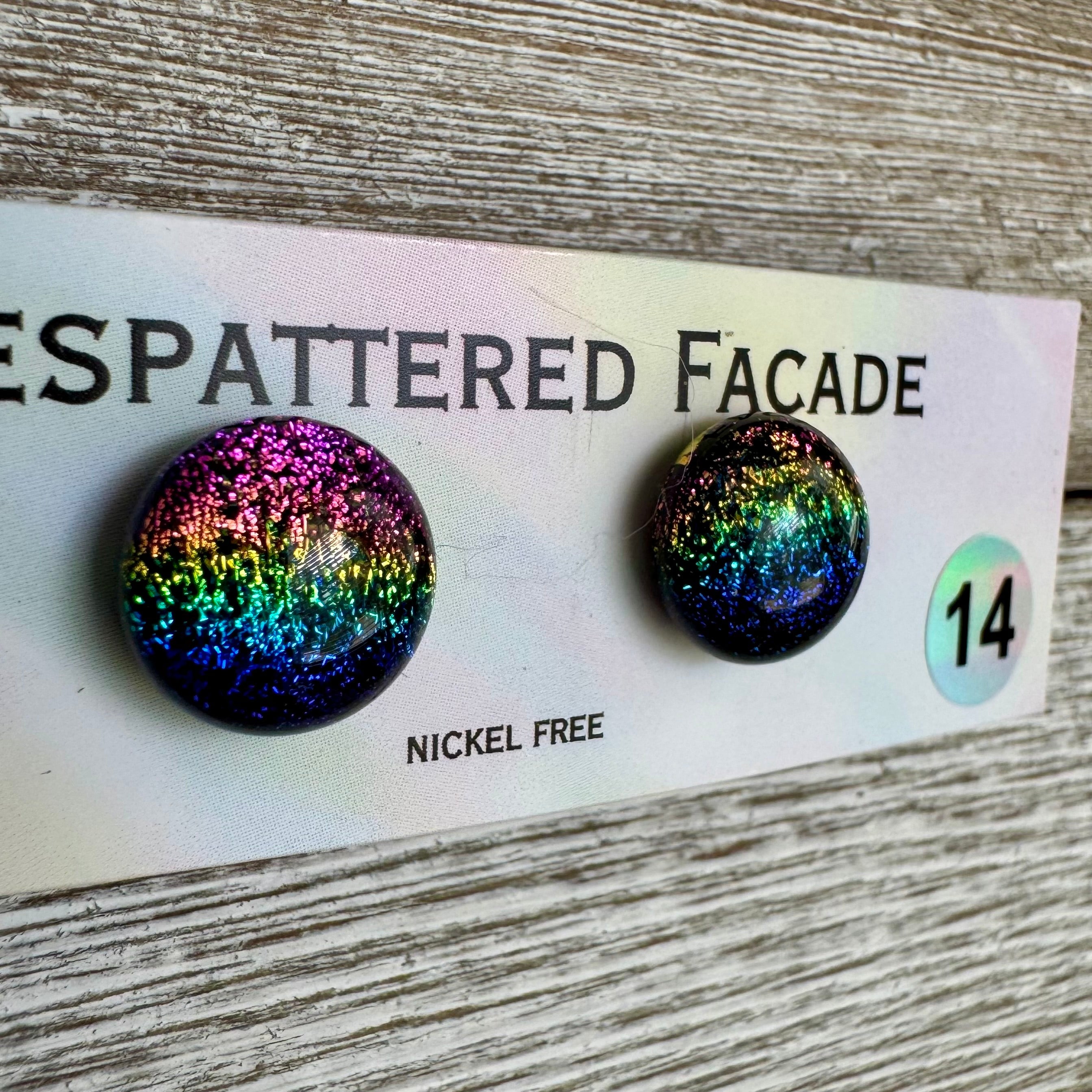 Rainbow Magic Drop Stud Dichroic Glass Earrings (14)