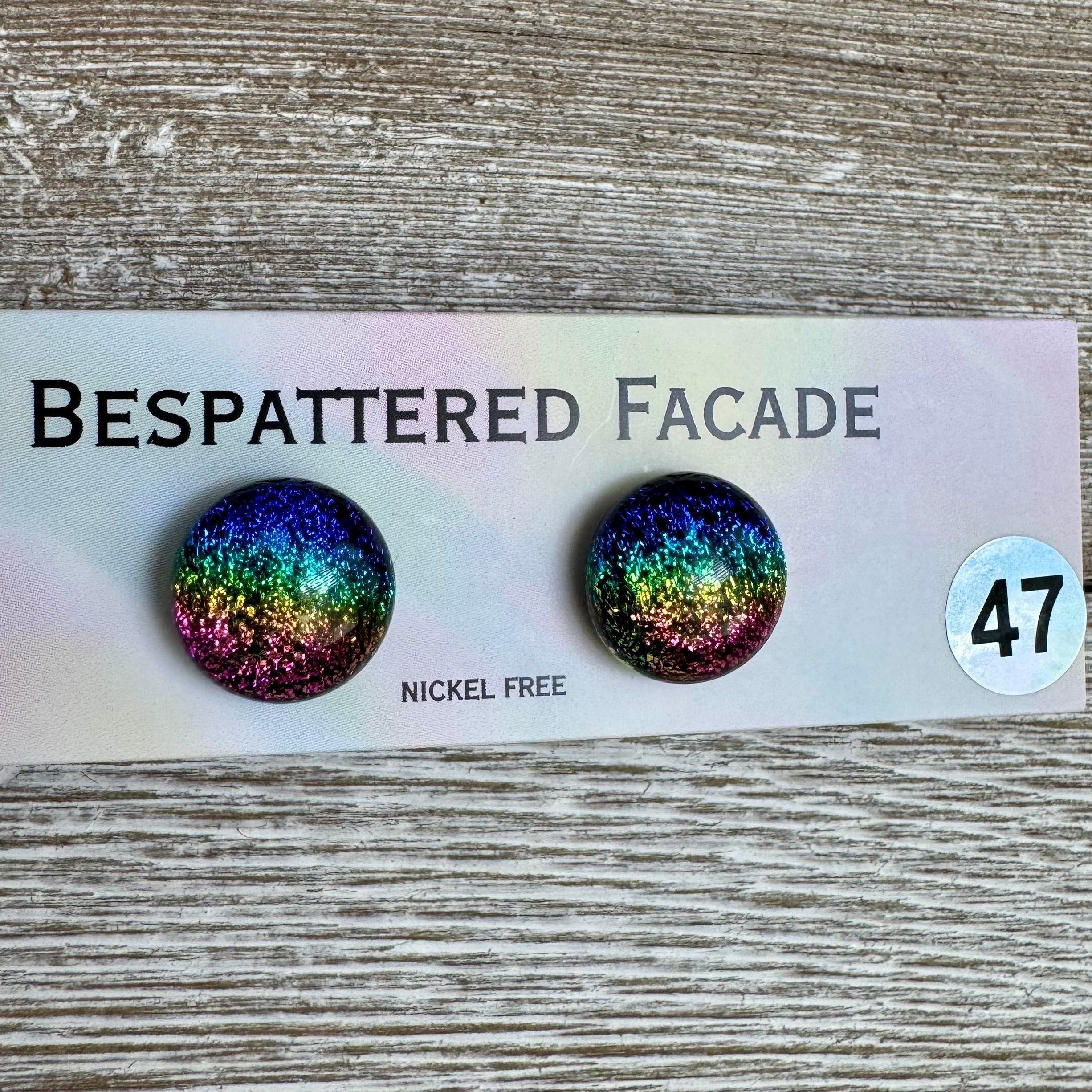 Rainbow Magic Drop Stud Dichroic Glass Earrings (47)