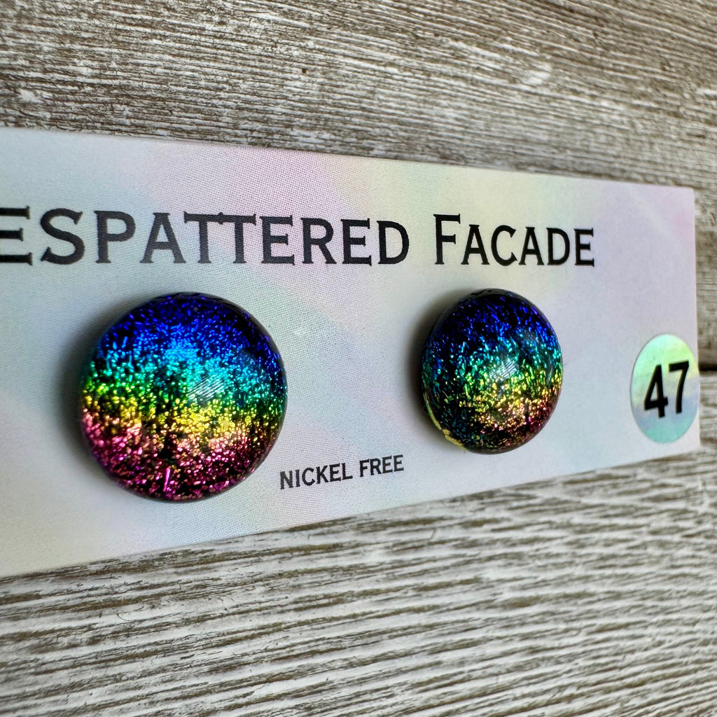 Rainbow Magic Drop Stud Dichroic Glass Earrings (47)