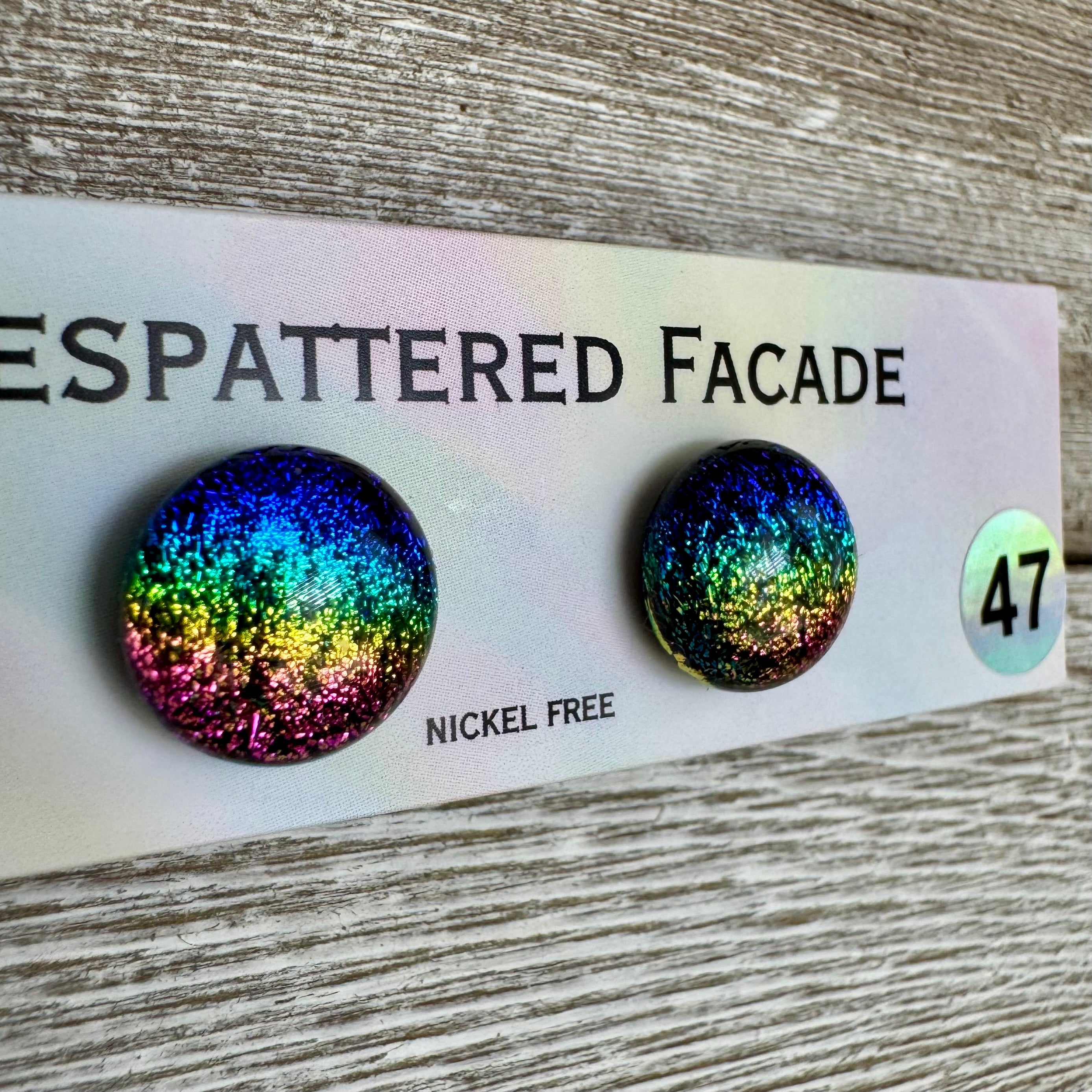 Rainbow Magic Drop Stud Dichroic Glass Earrings (47)