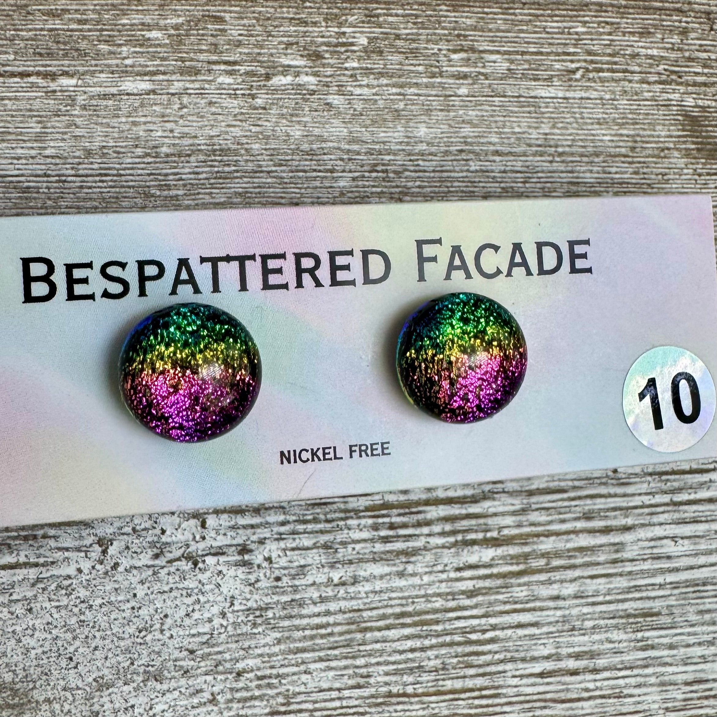 Rainbow Magic Drop Stud Dichroic Glass Earrings (10)