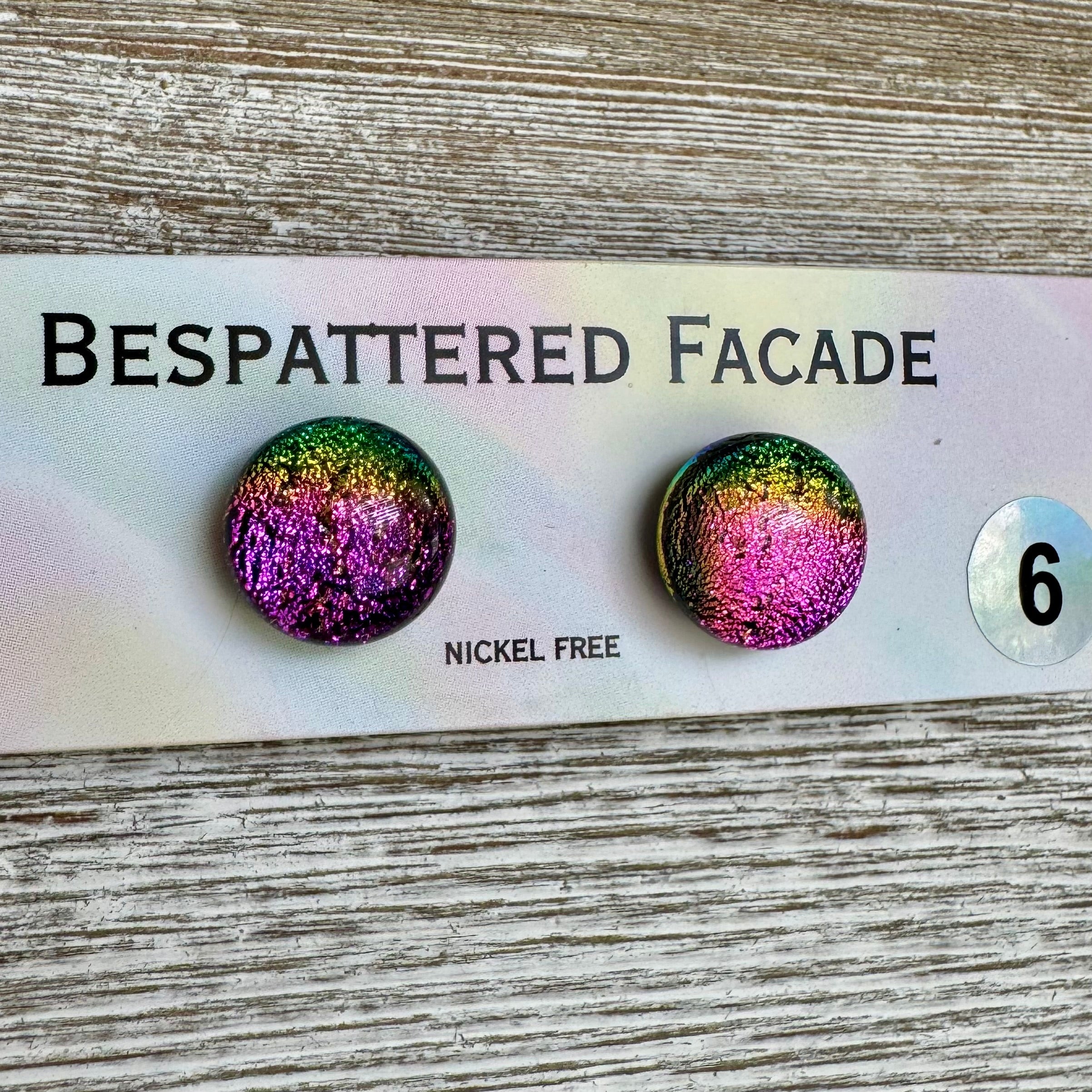 Rainbow Magic Drop Stud Dichroic Glass Earrings (6)