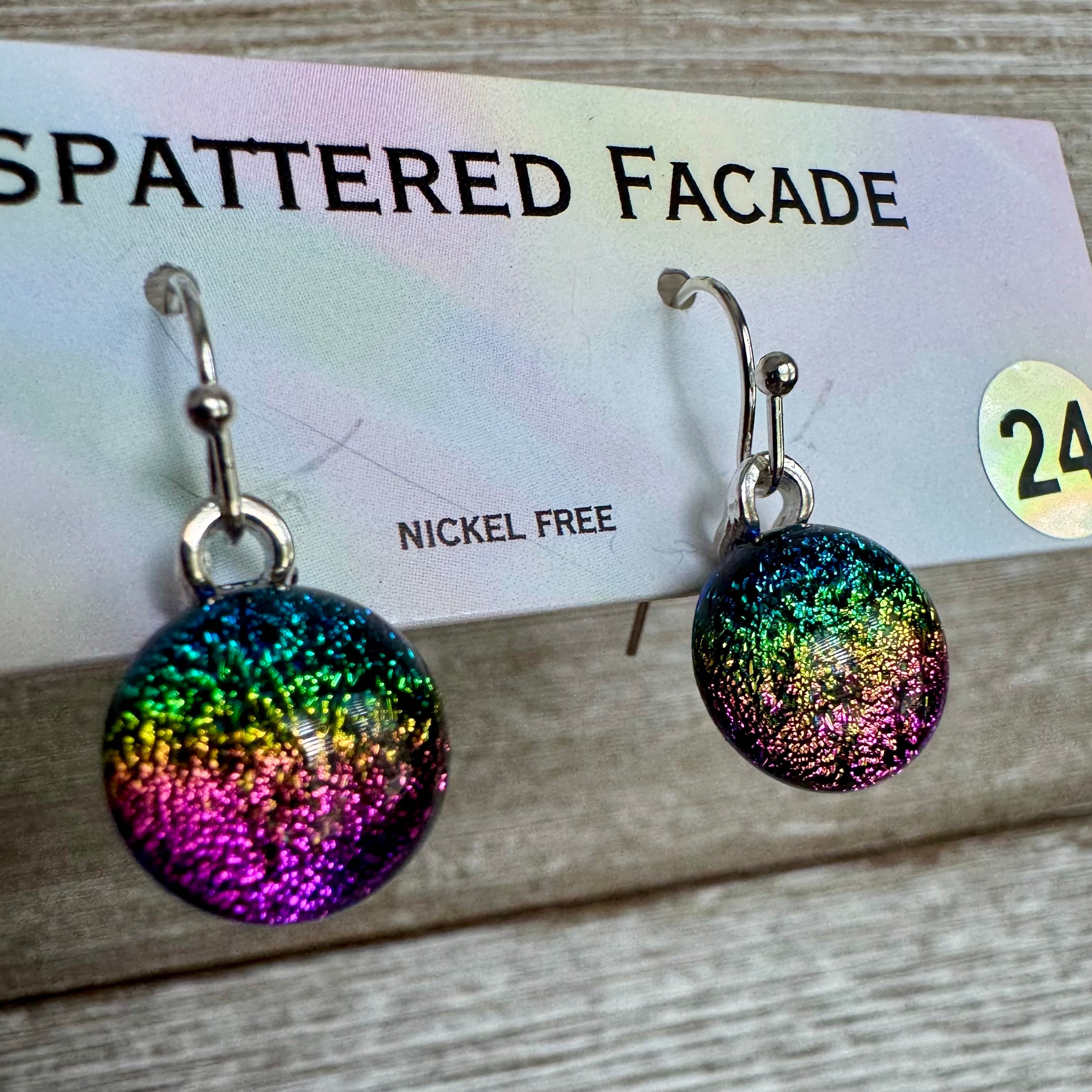 Rainbow Magic Drop Dangly Dichroic Glass Earrings (24)