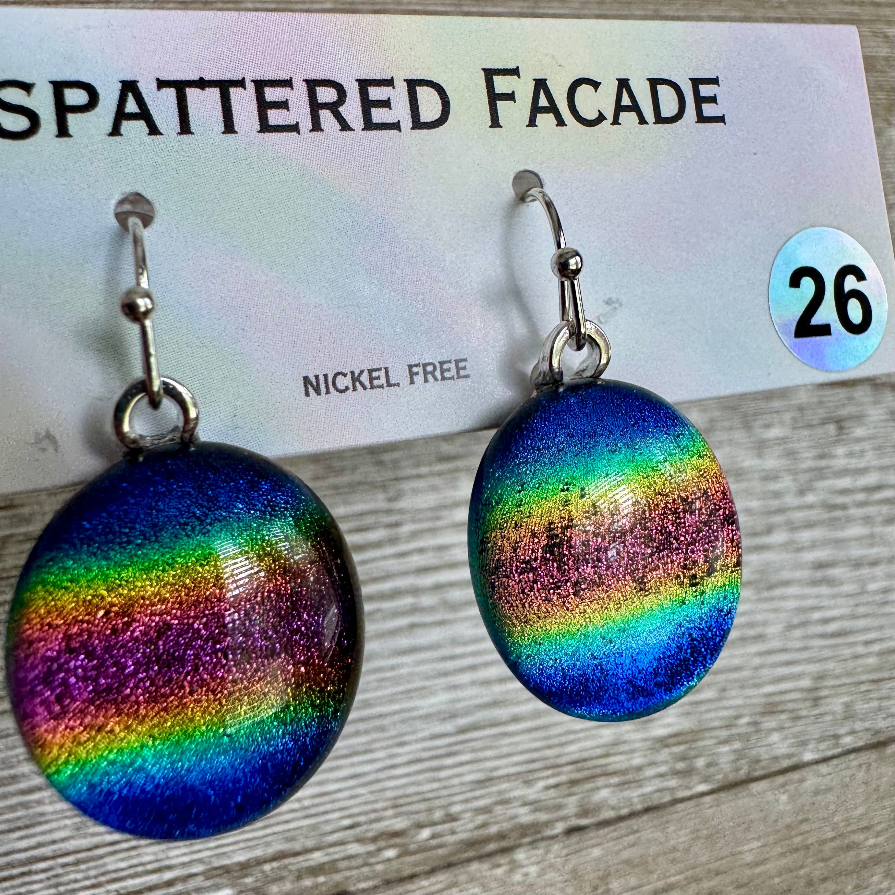 Rainbow Magic Drop Dangly Dichroic Glass Earrings (26)