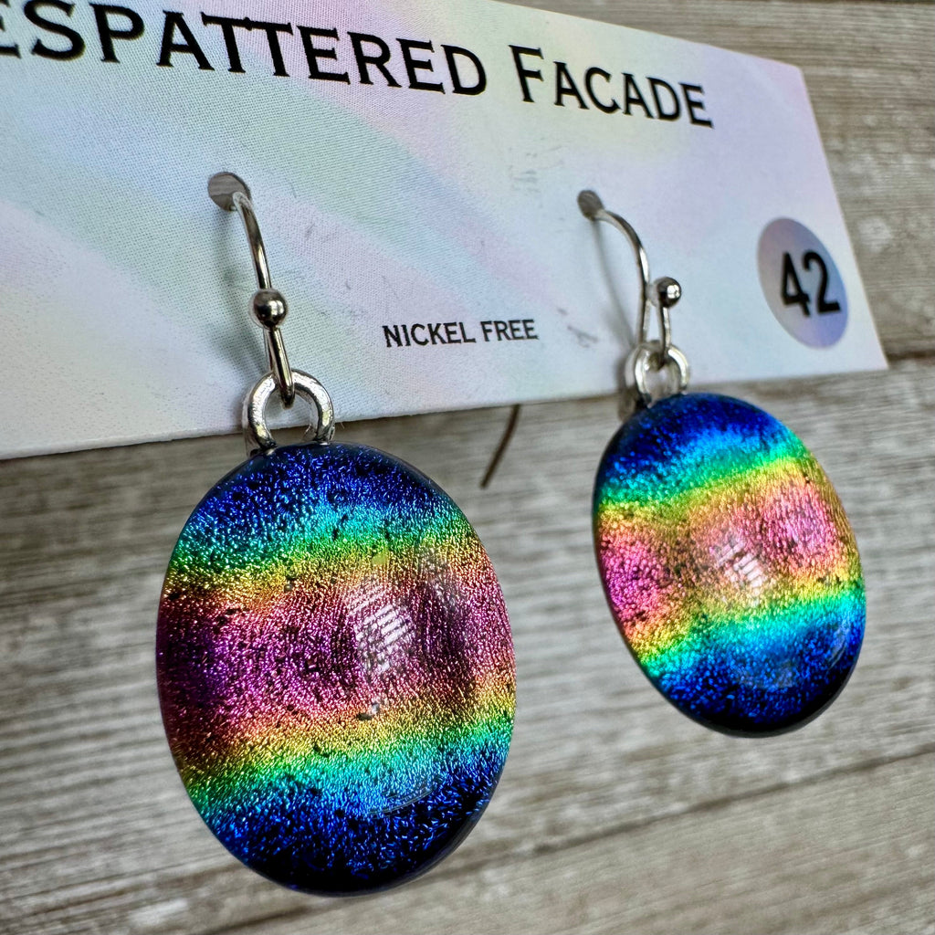 Rainbow Magic Drop Dangly Dichroic Glass Earrings (42)