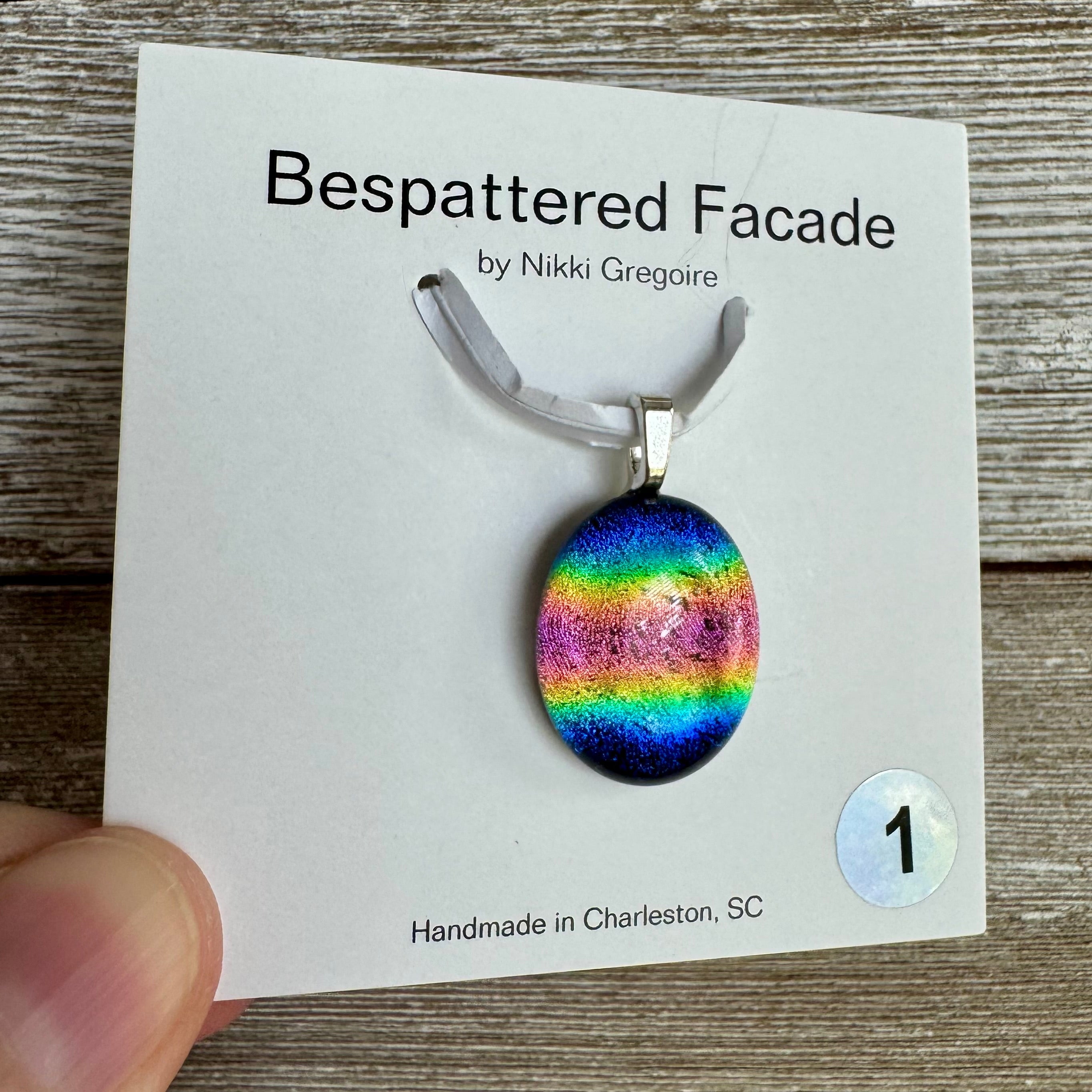 Rainbow Magic Drop Dichroic Glass Pendant (1)