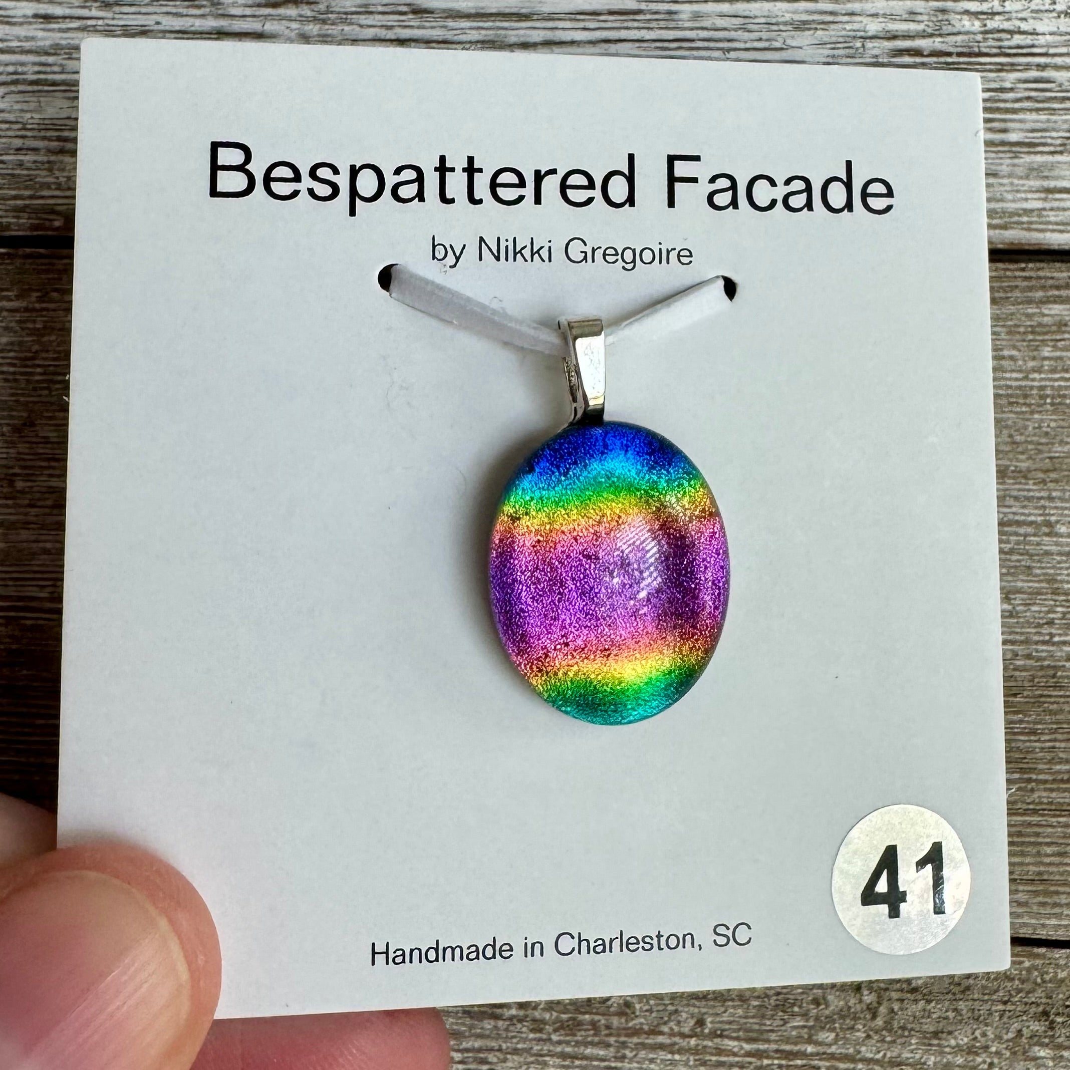 Rainbow Magic Drop Dichroic Glass Pendant (41)