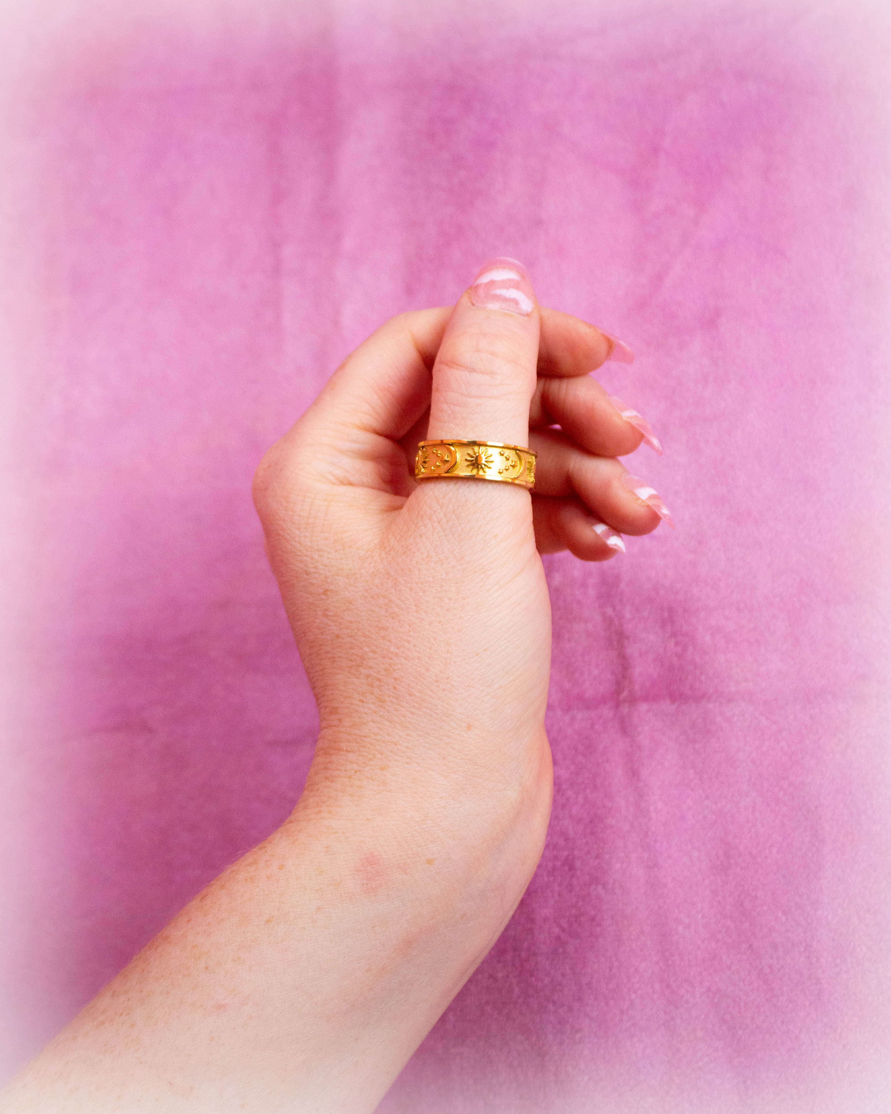 Sun, Moon, and Stars Titanium Fidget Ring