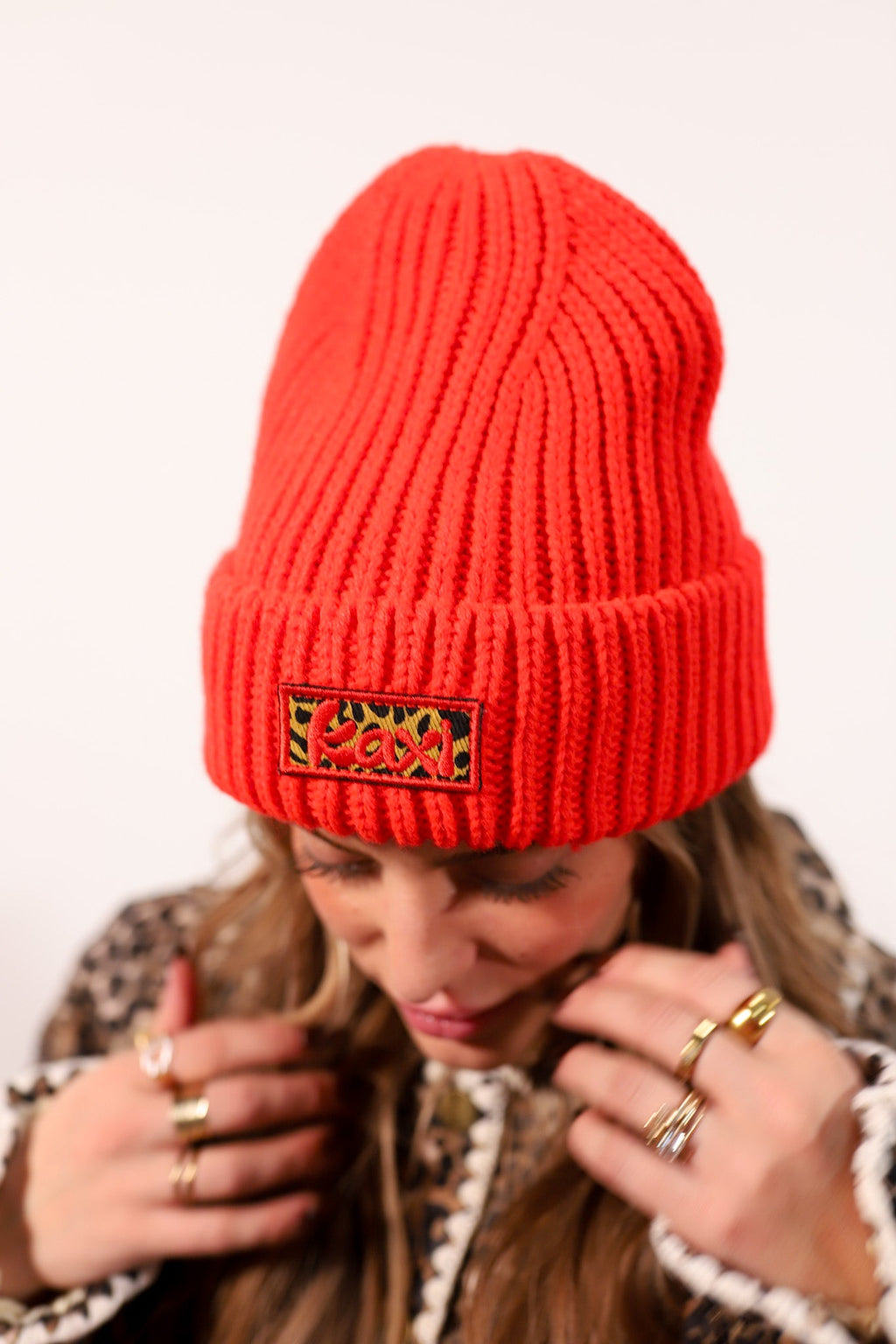 RED CHEETAH BEANIE