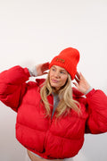 RED CHEETAH BEANIE