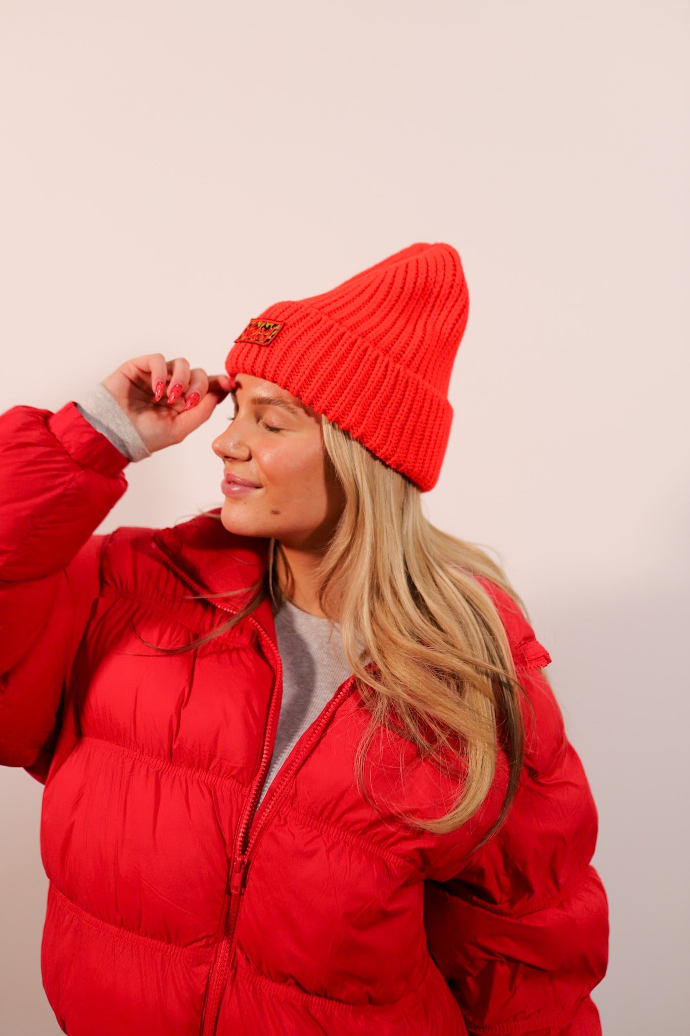 RED CHEETAH BEANIE