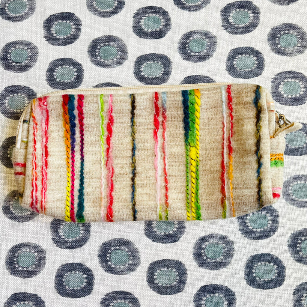 Set of 3 Rainbow Stripes Zippered Pouch Bags