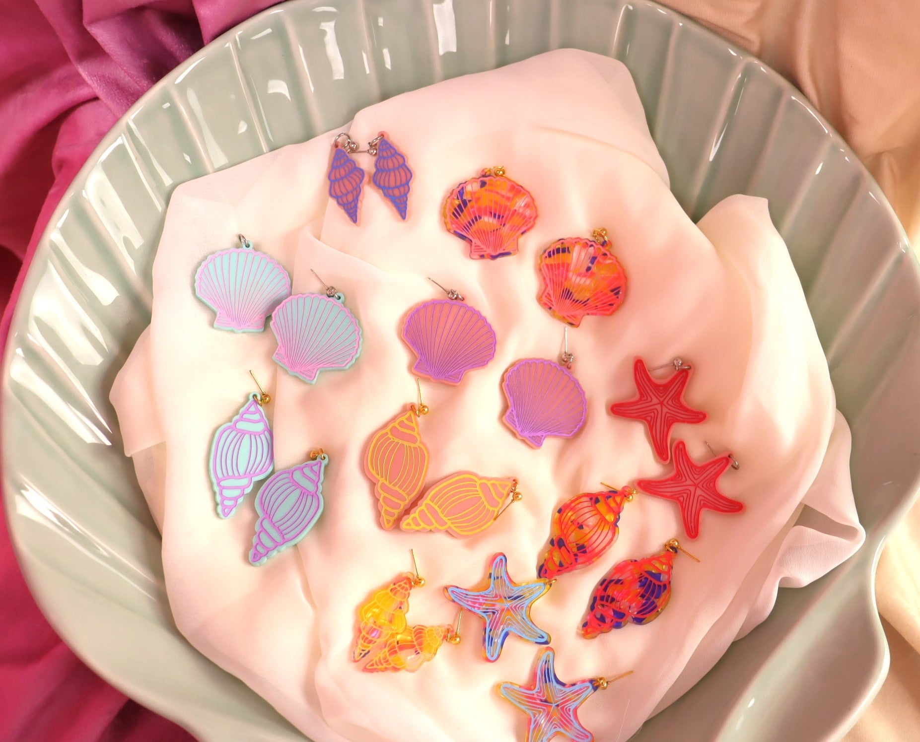 Painted Starfish Earrings
