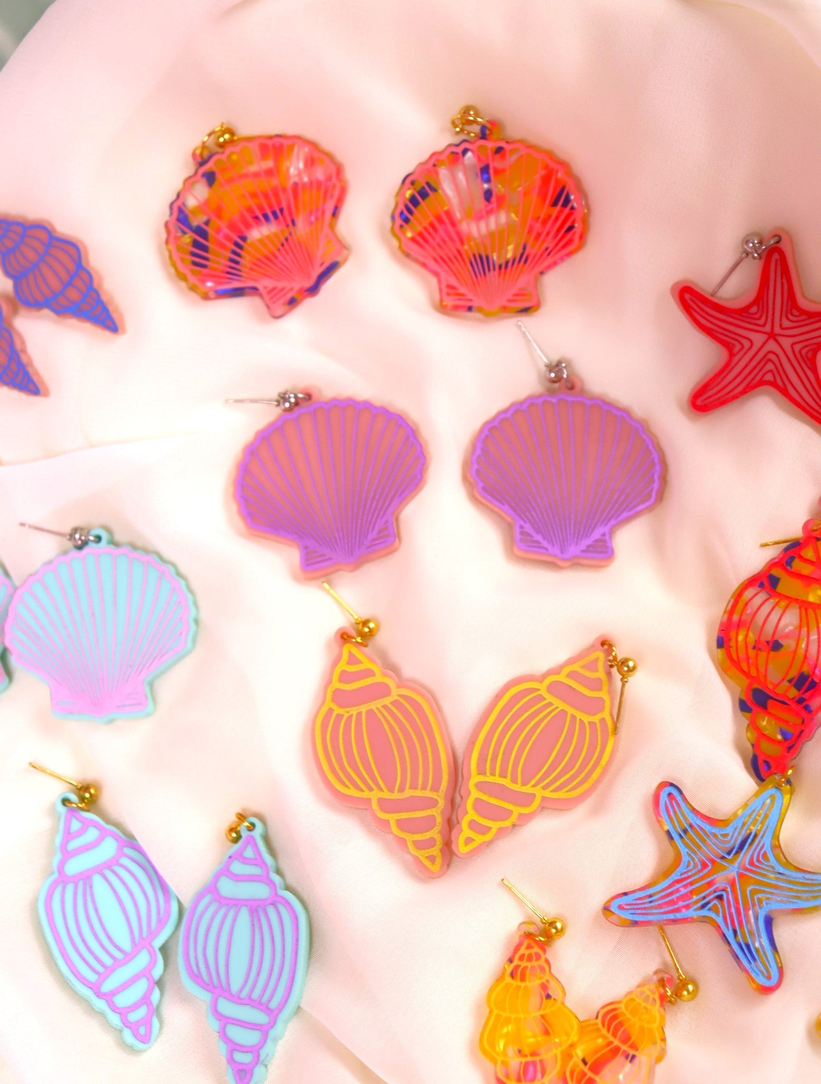 Painted Spiral Shell EarringsS