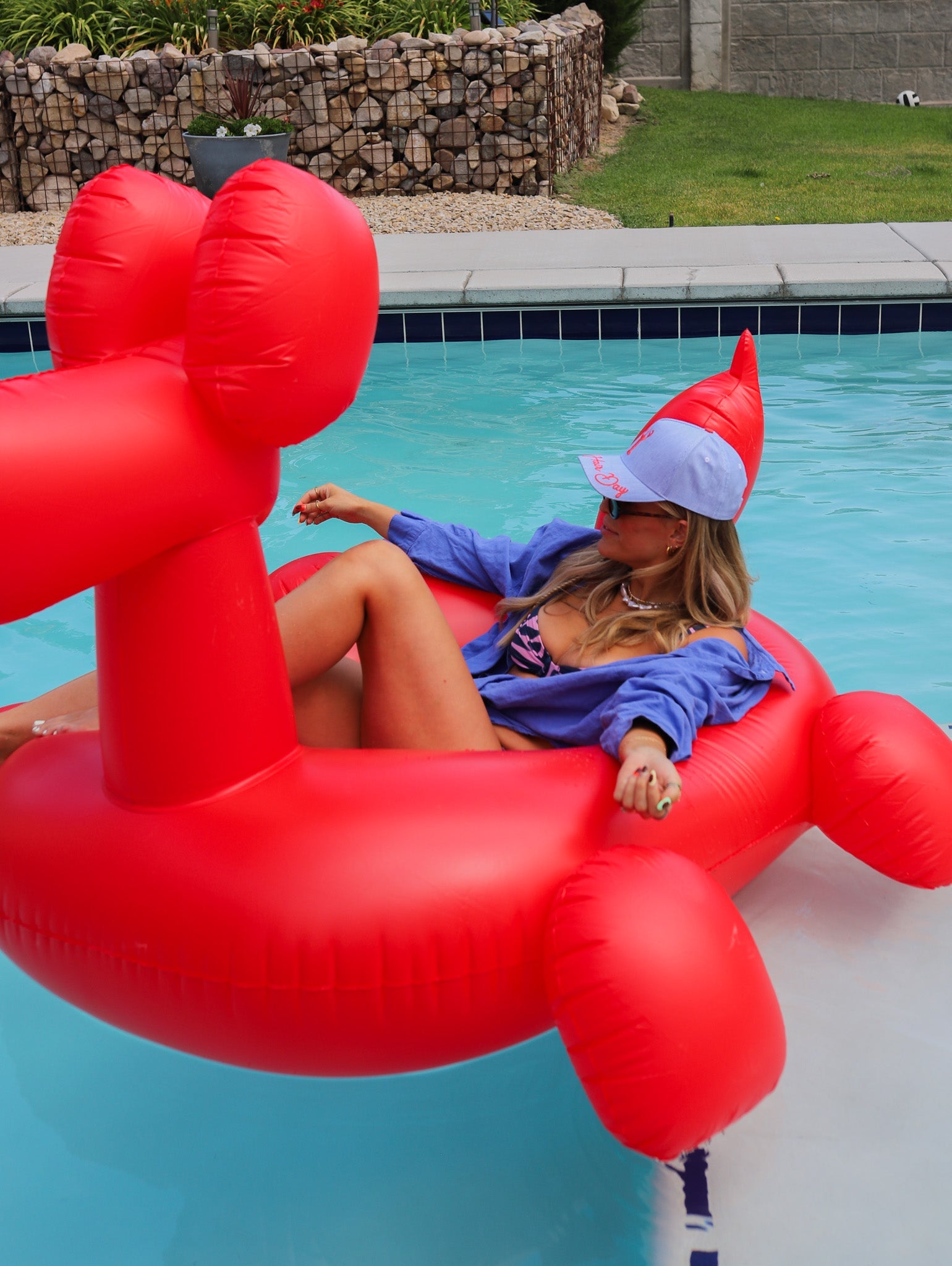 POOL HAIR DAY STRIPED TRUCKER HAT