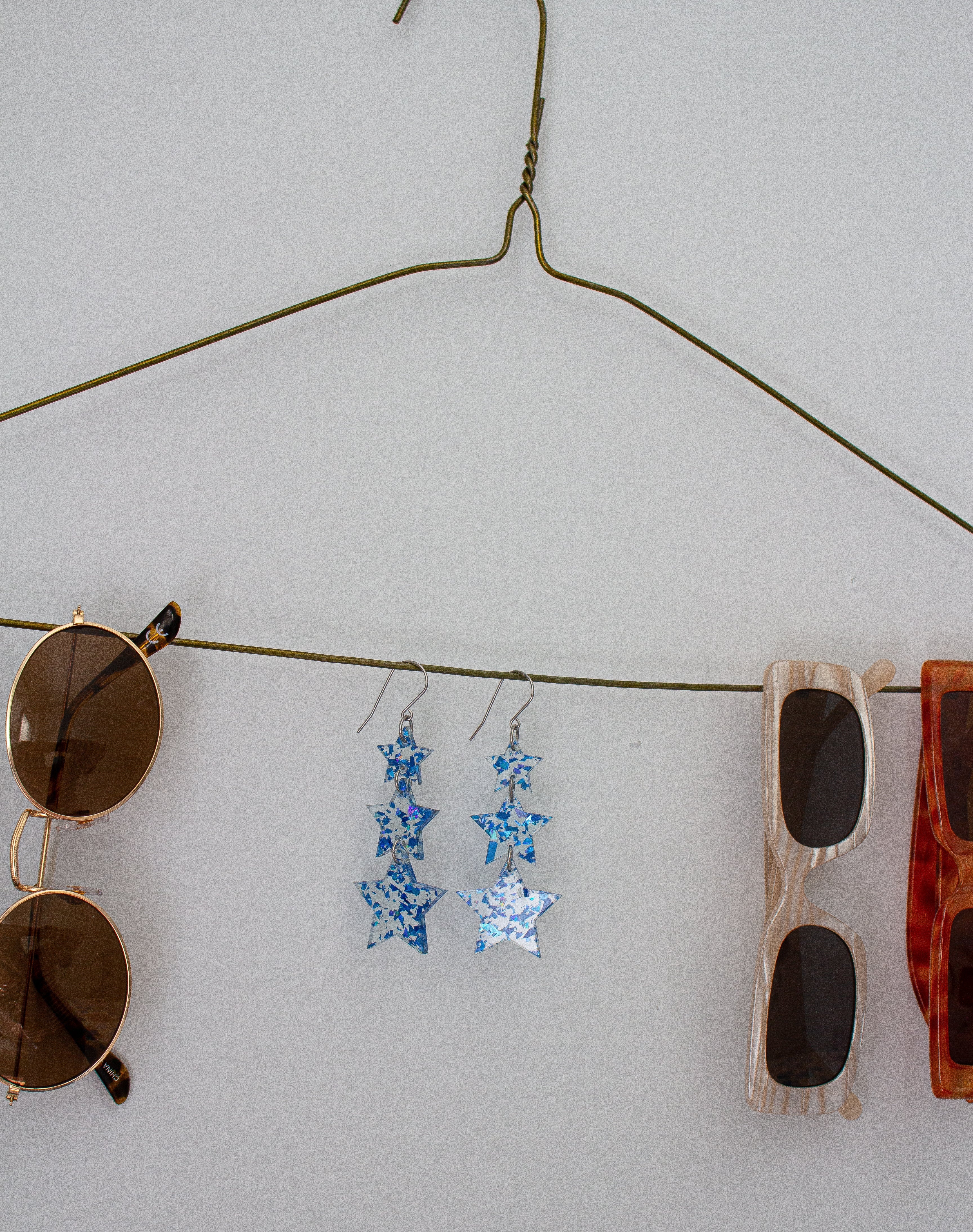 Midnight Blue Confetti Stars Earrings