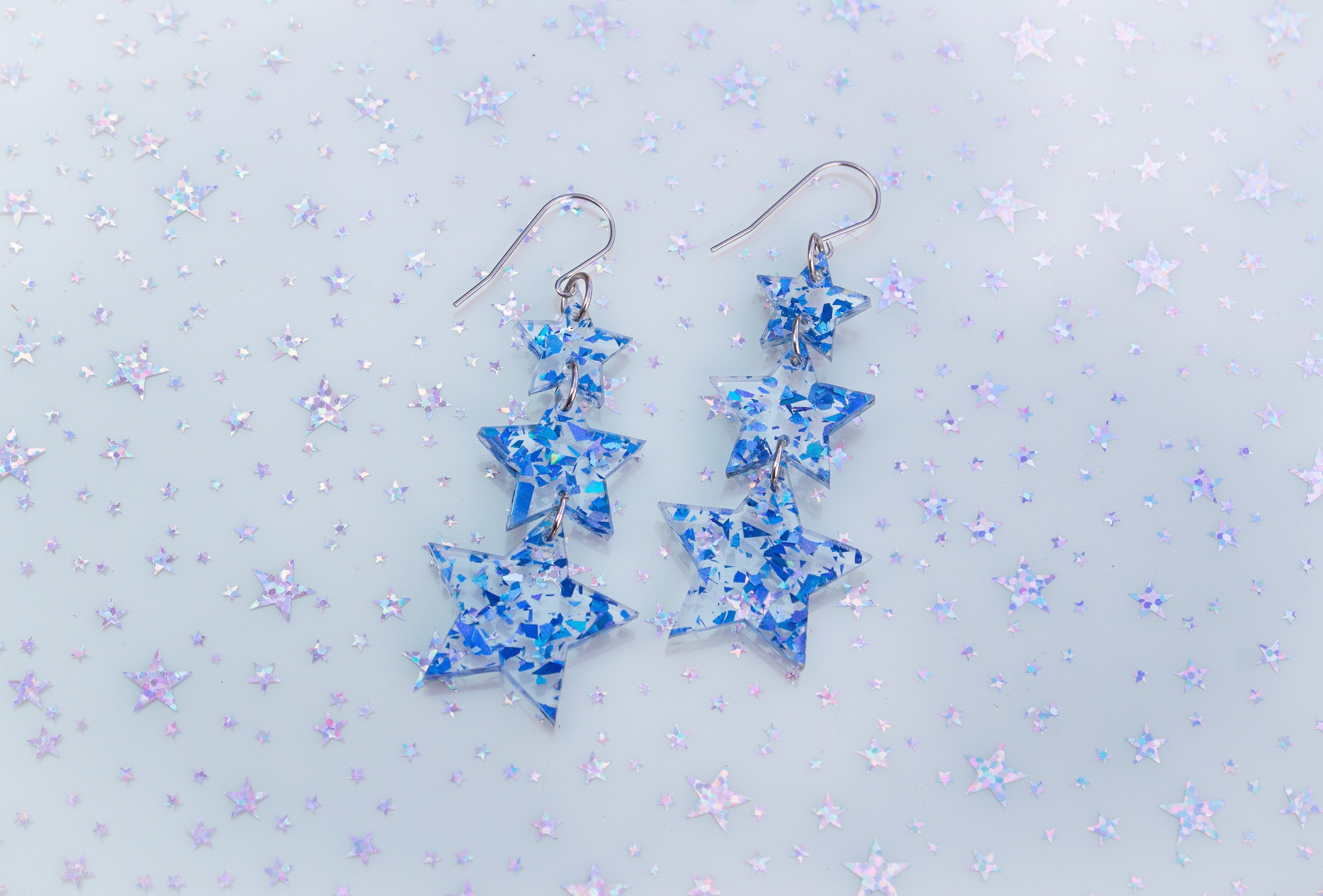 Midnight Blue Confetti Stars Earrings