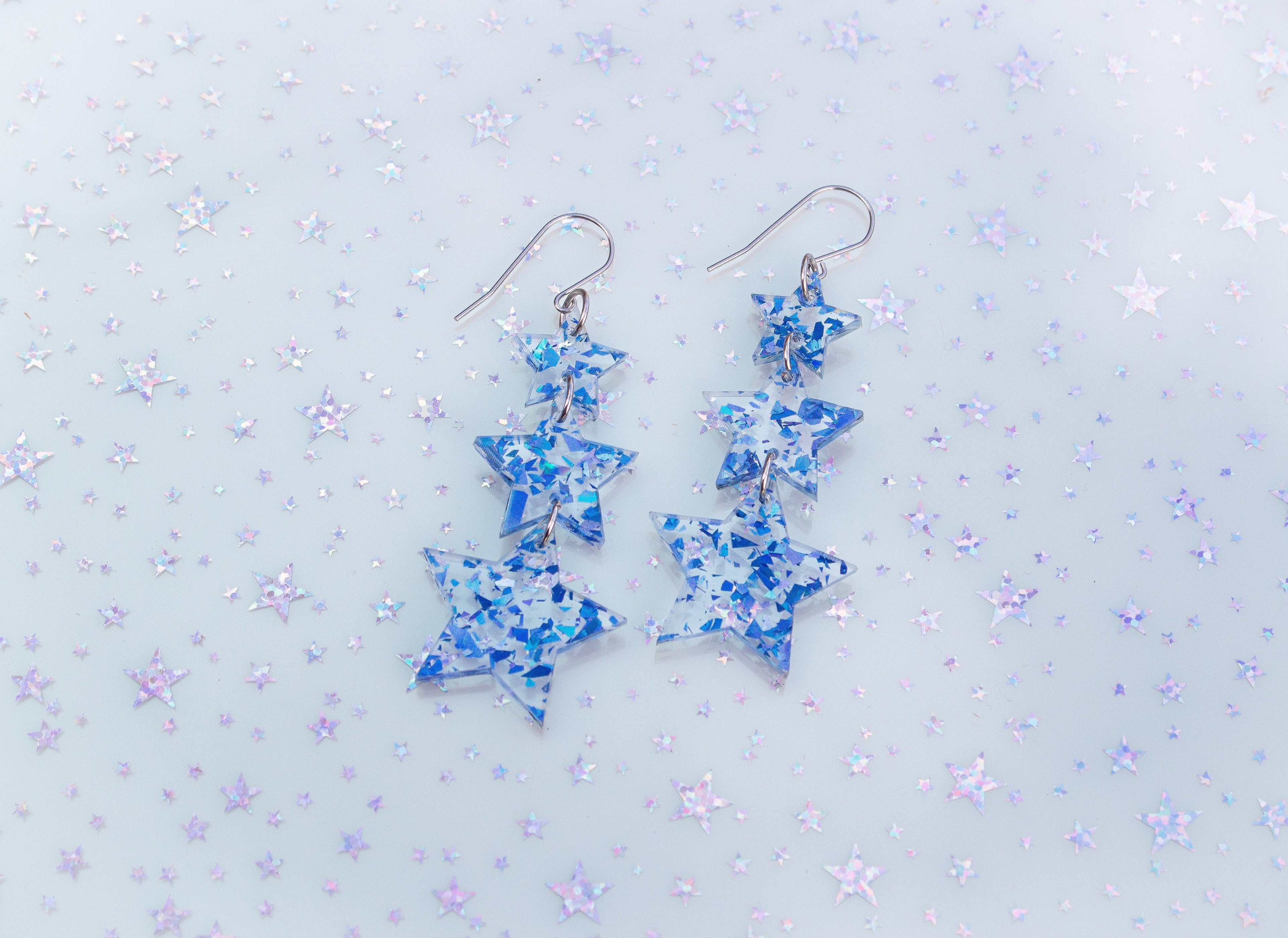 Midnight Blue Confetti Stars Earrings