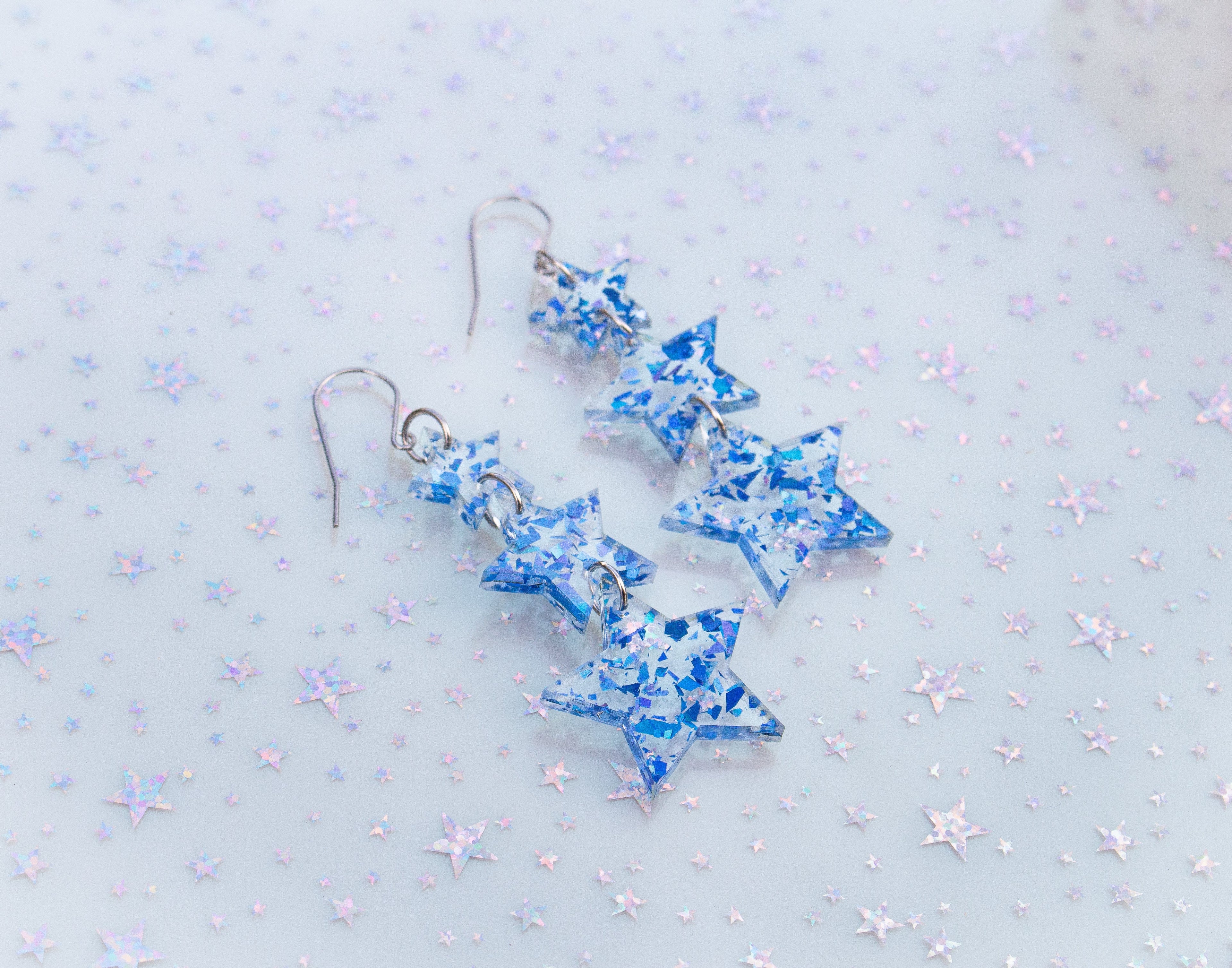 Midnight Blue Confetti Stars Earrings