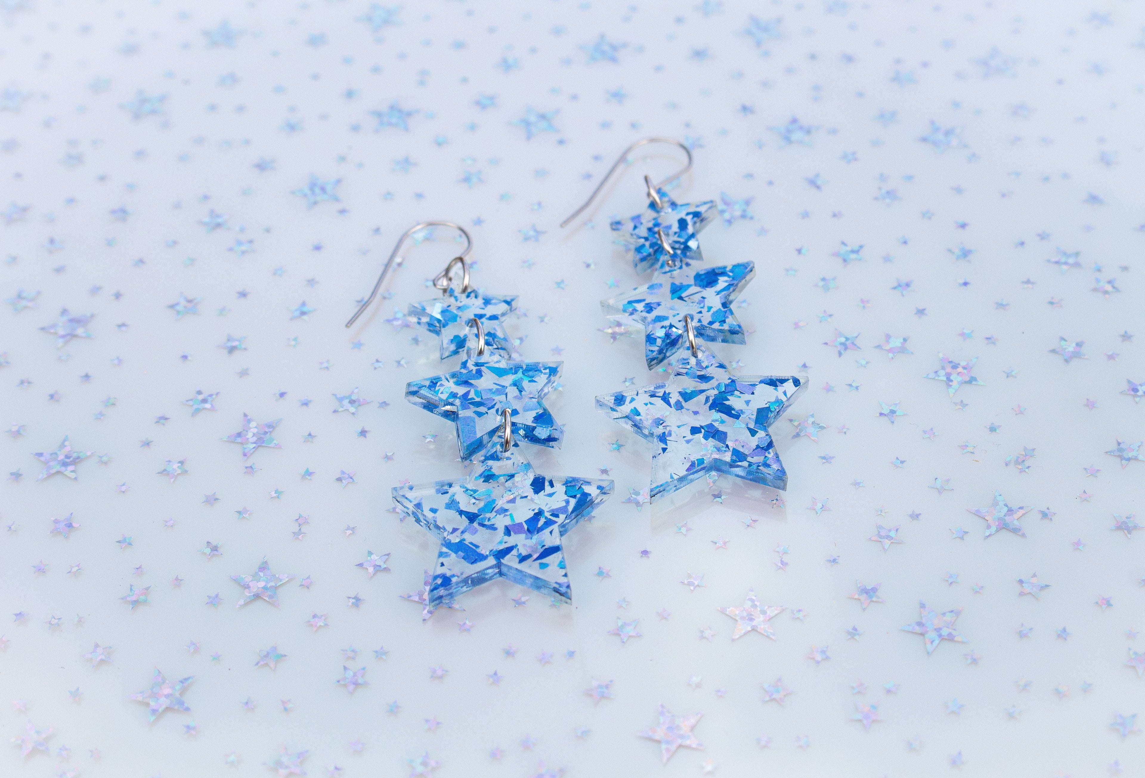 Midnight Blue Confetti Stars Earrings
