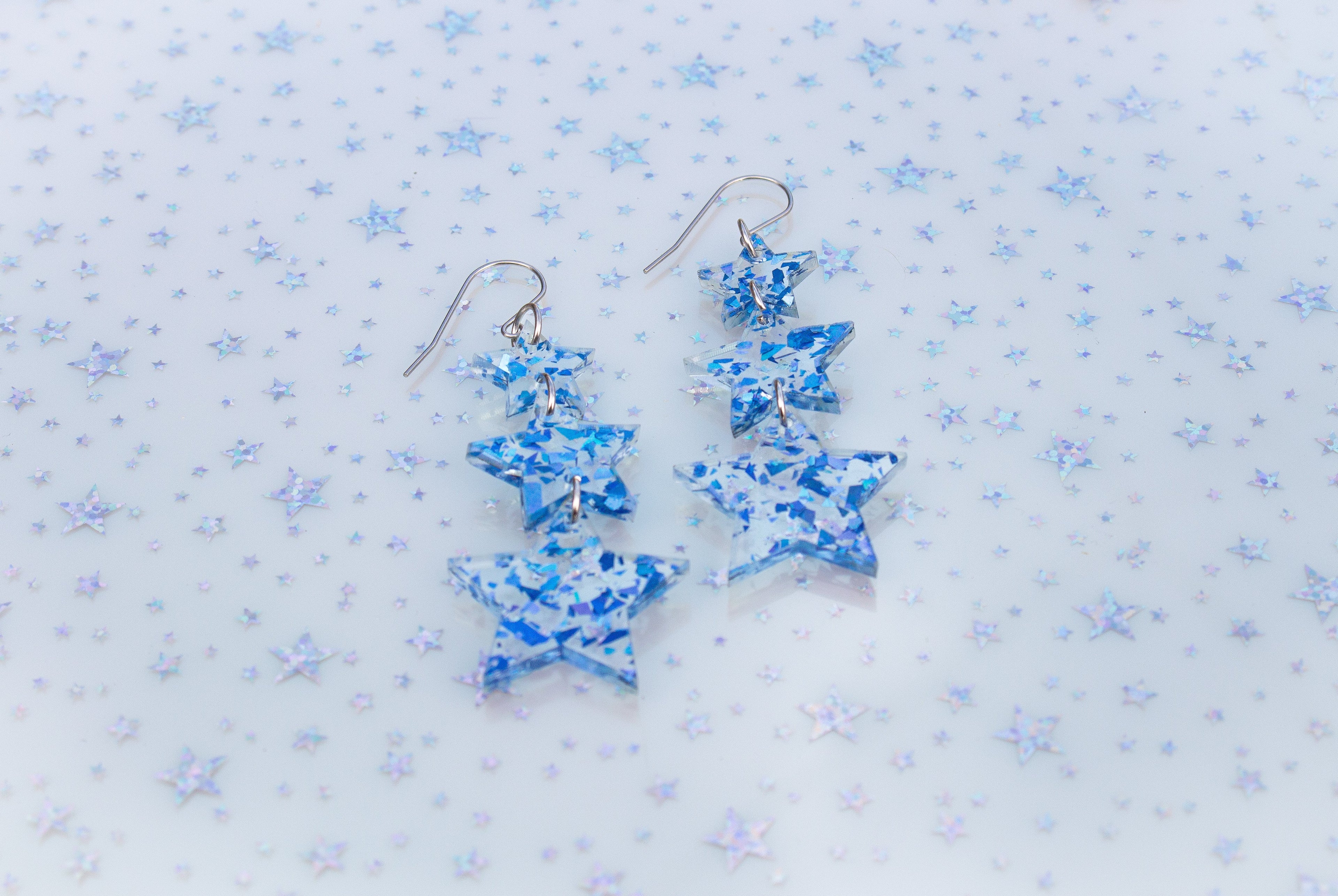 Midnight Blue Confetti Stars Earrings