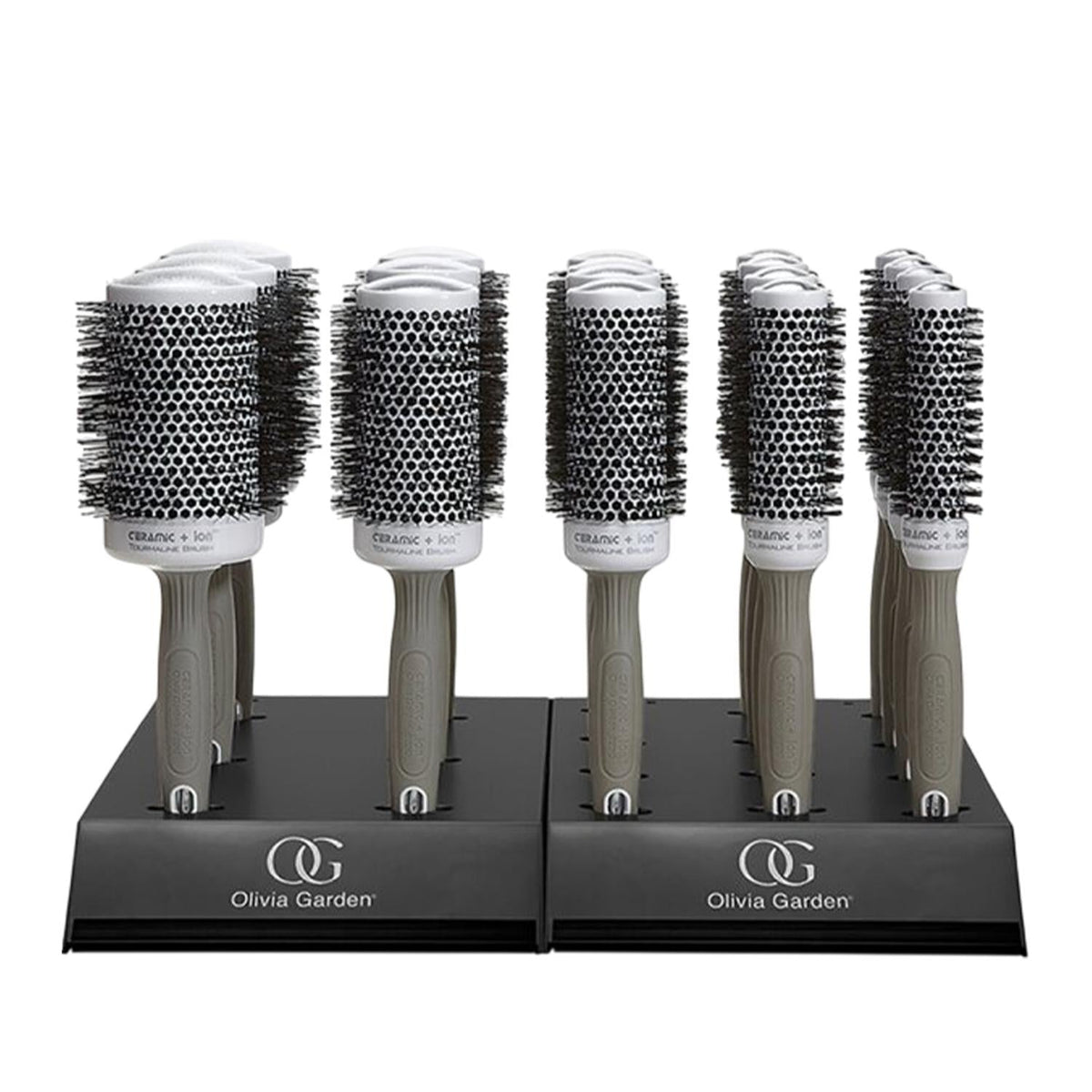 Olivia Garden Expert Shine White Grey Hair Brush Set 18 Pieces