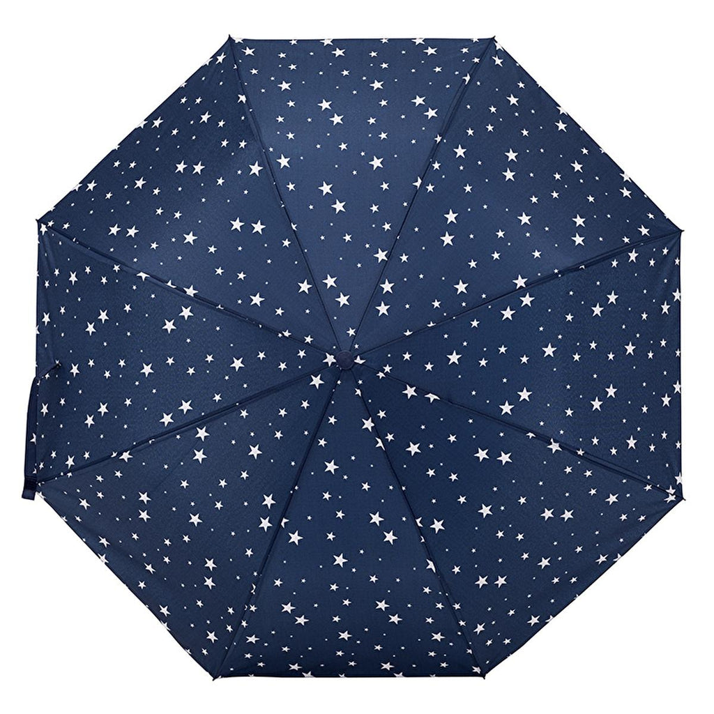 Eklips Automatic Umbrella: Compact Folding Travel Umbrella, Windproof, Navy Blue Star Pattern, Easy Open/Close