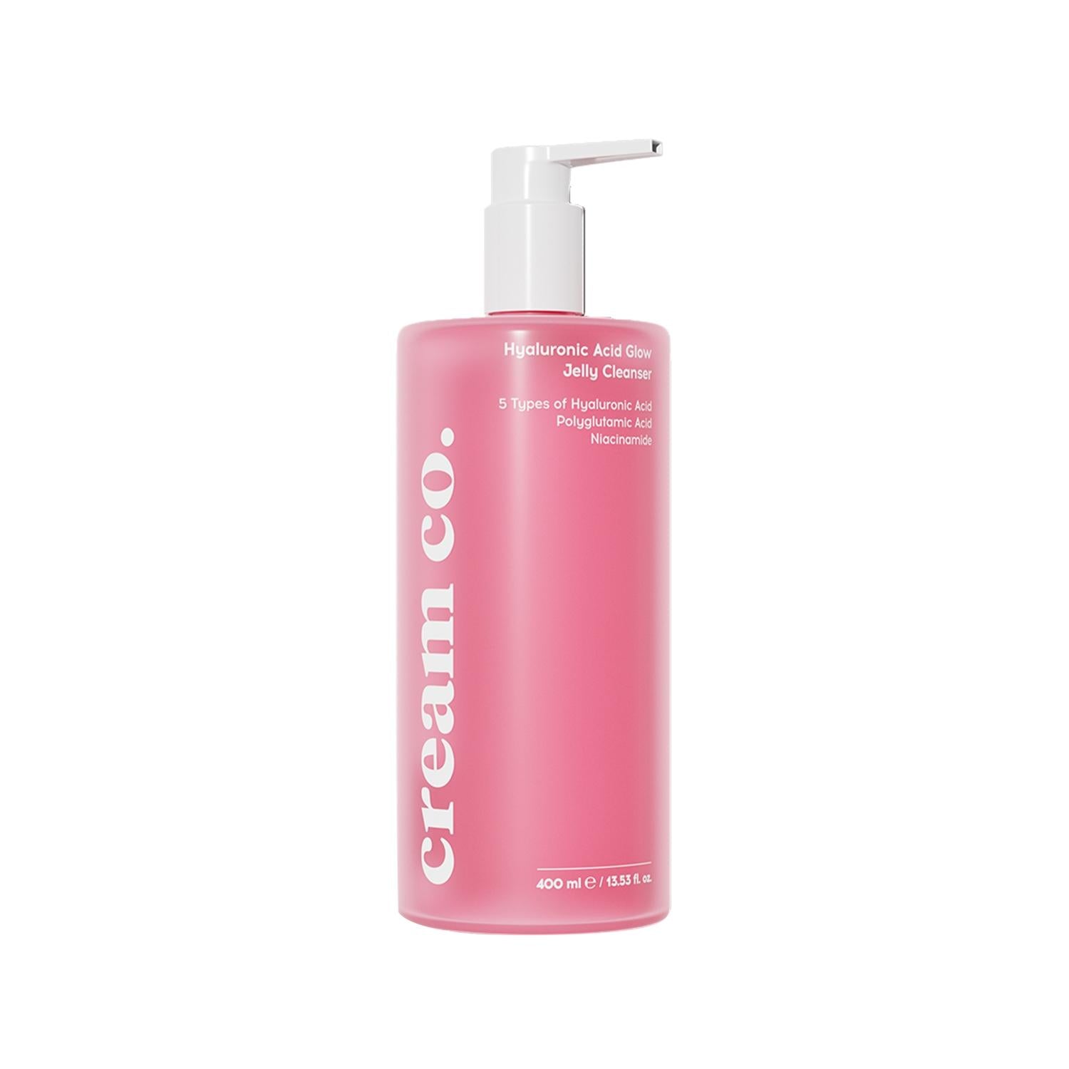 Cream Co. Hyaluronic Acid Glow Jelly Cleanser - Gentle Hydrating Face Wash for Sensitive Skin, 400ml