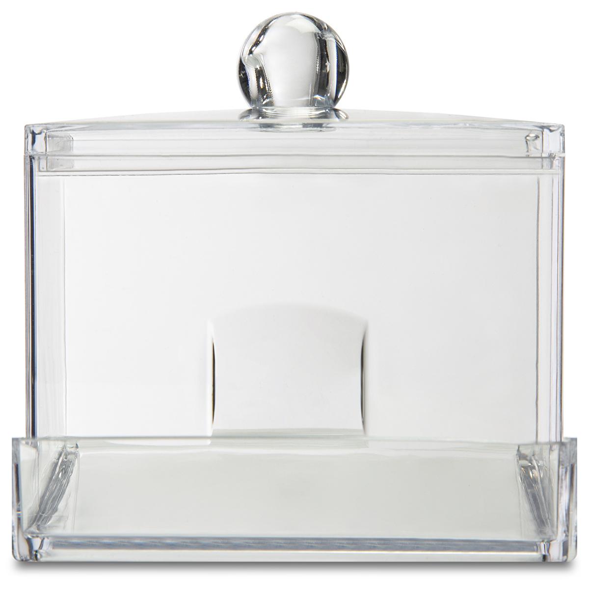 Eklips Clear Acrylic Cotton Swab Organizer - Hygienic Q-Tip Holder, Stylish Vanity & Bathroom Storage Solution