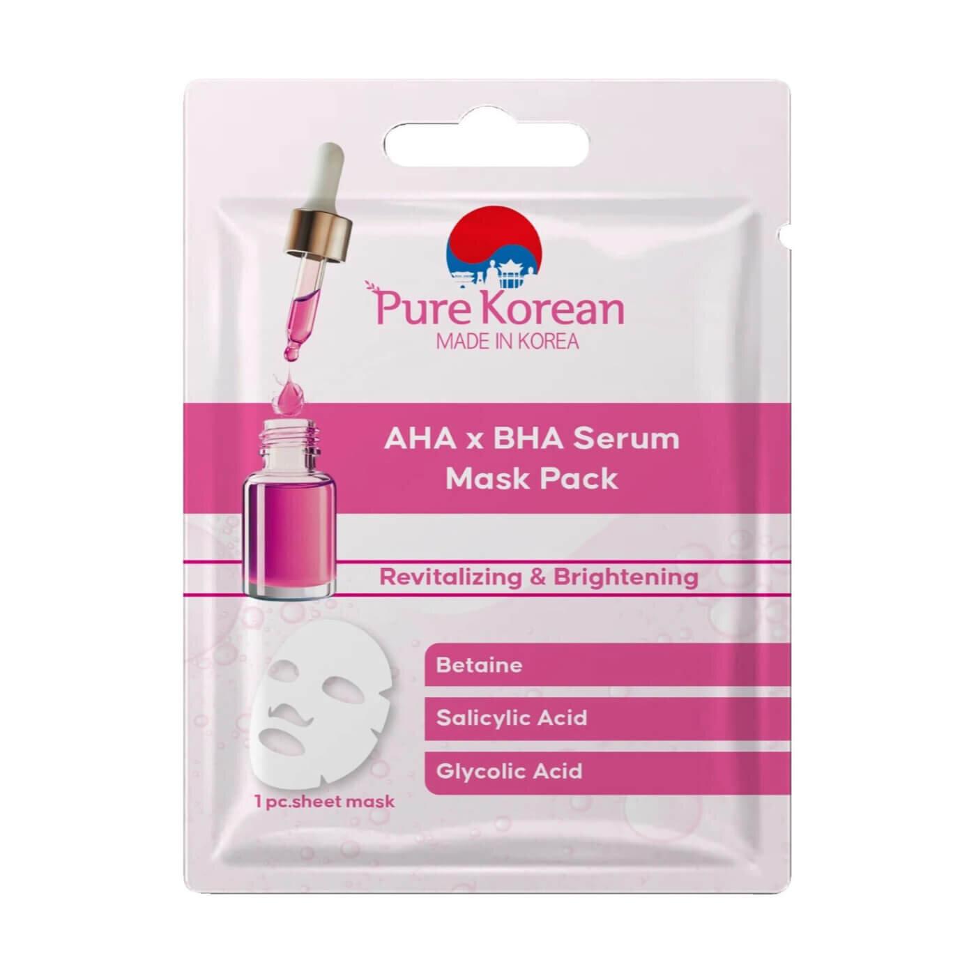 Pure Korean AHA BHA Serum Sheet Mask for Smooth Skin 1 Count