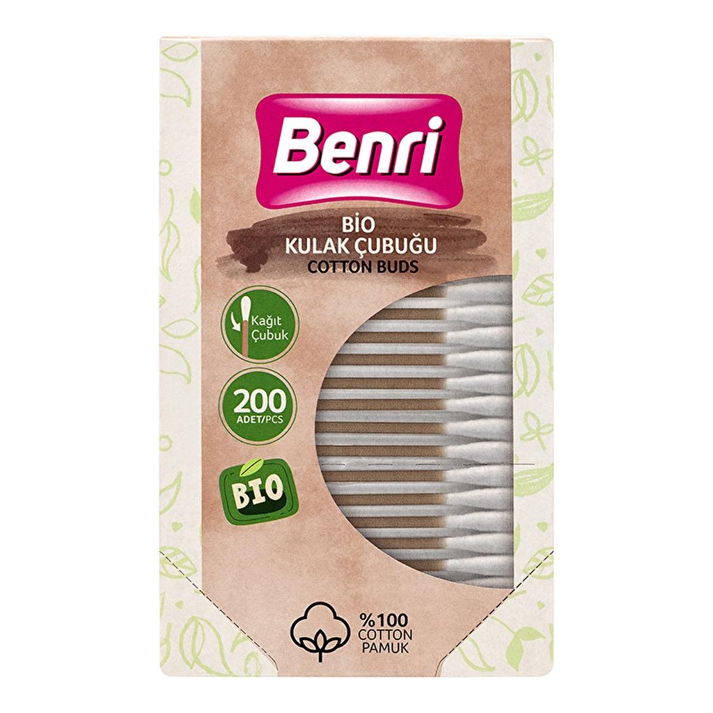 Benri Bio Cotton Swabs for Gentle Daily Care 200 Count