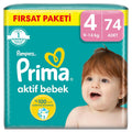 Prima Pampers Baby Diapers Active Baby Size 4, 74 Count - Leakproof, Dermatologically Tested