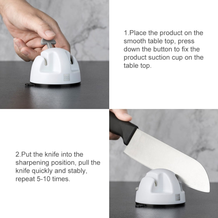 Original Xiaomi Youpin Huohou Kitchen Mini Double Wheel Knife Sharpener (White)