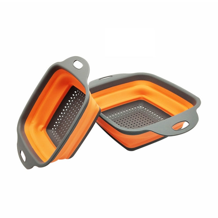 5 Sets Square Foldable Drain Basket Set Kitchen Silicone Fruit Vegetables Retractable Filter, Specification: Small + Large(Orange)