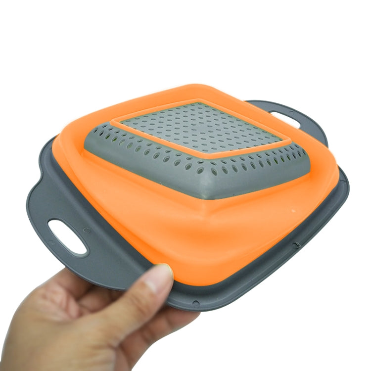 5 Sets Square Foldable Drain Basket Set Kitchen Silicone Fruit Vegetables Retractable Filter, Specification: Small + Large(Orange)