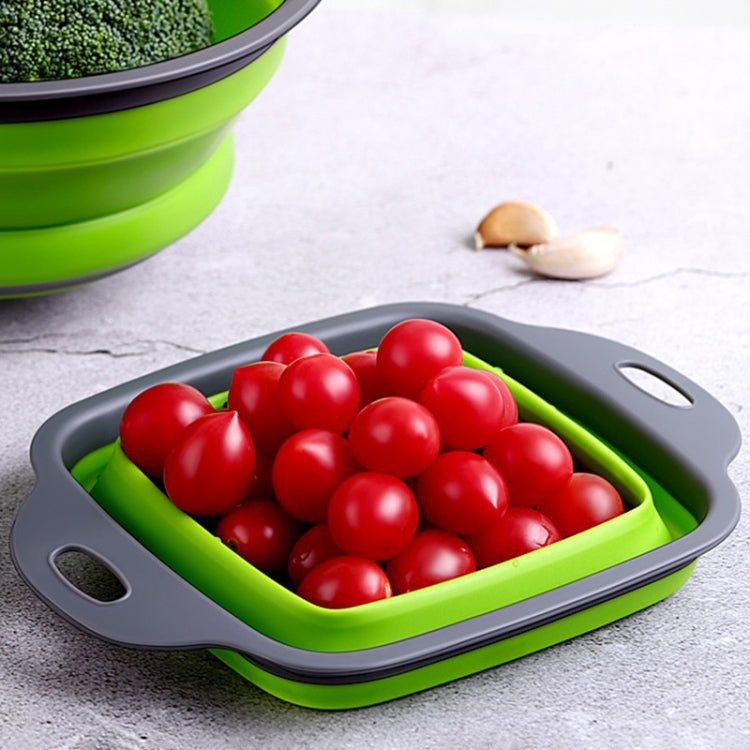 5 Sets Square Foldable Drain Basket Set Kitchen Silicone Fruit Vegetables Retractable Filter, Specification: Small + Large(Orange)