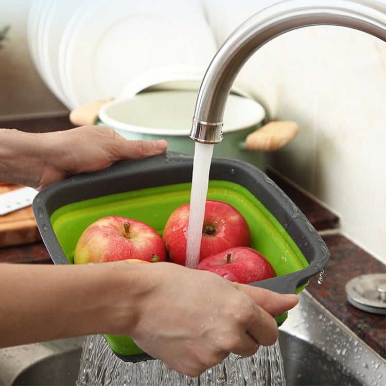 5 Sets Square Foldable Drain Basket Set Kitchen Silicone Fruit Vegetables Retractable Filter, Specification: Small + Large(Orange)