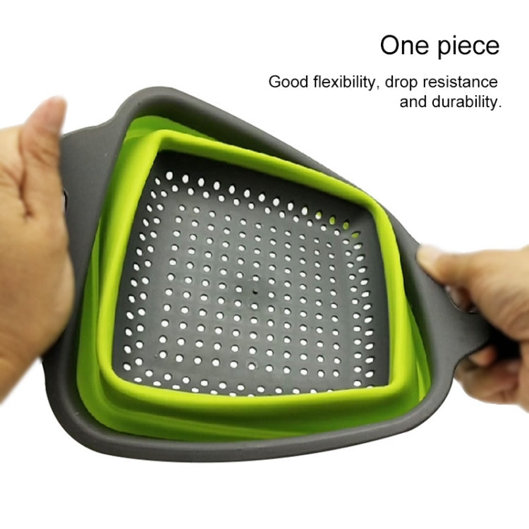5 Sets Square Foldable Drain Basket Set Kitchen Silicone Fruit Vegetables Retractable Filter, Specification: Small + Large(Green)