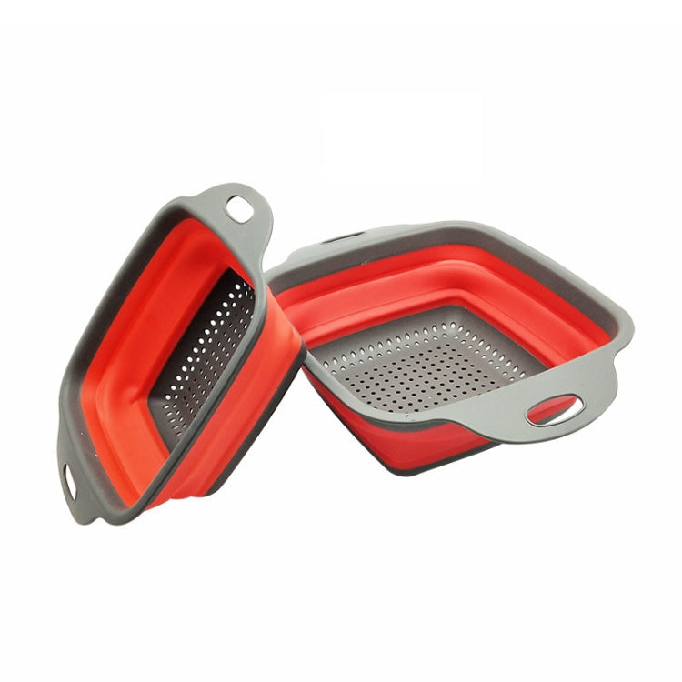 5 Sets Square Foldable Drain Basket Set Kitchen Silicone Fruit Vegetables Retractable Filter, Specification: Small + Large(Red)