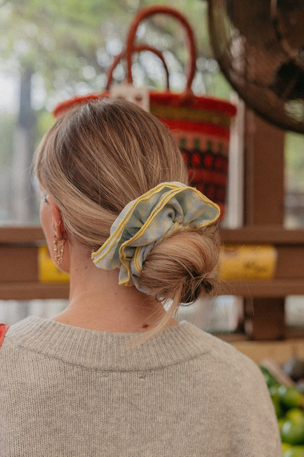 BLUE PLAID CORSET SCRUNCHIE