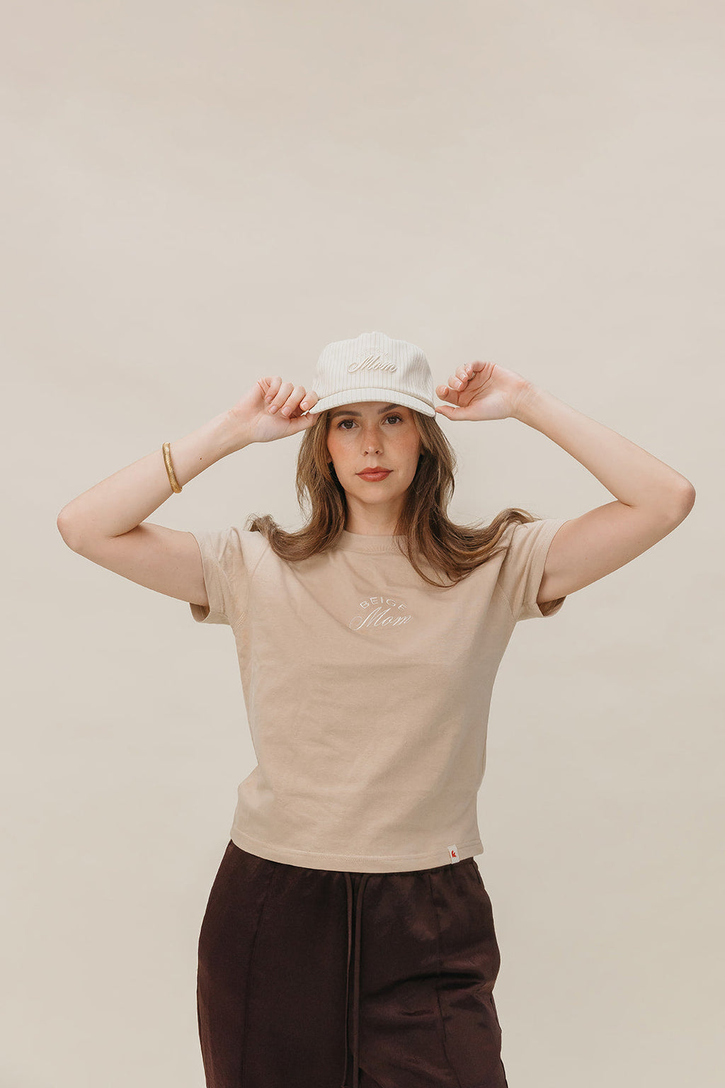 BEIGE MOM BASEBALL CAP