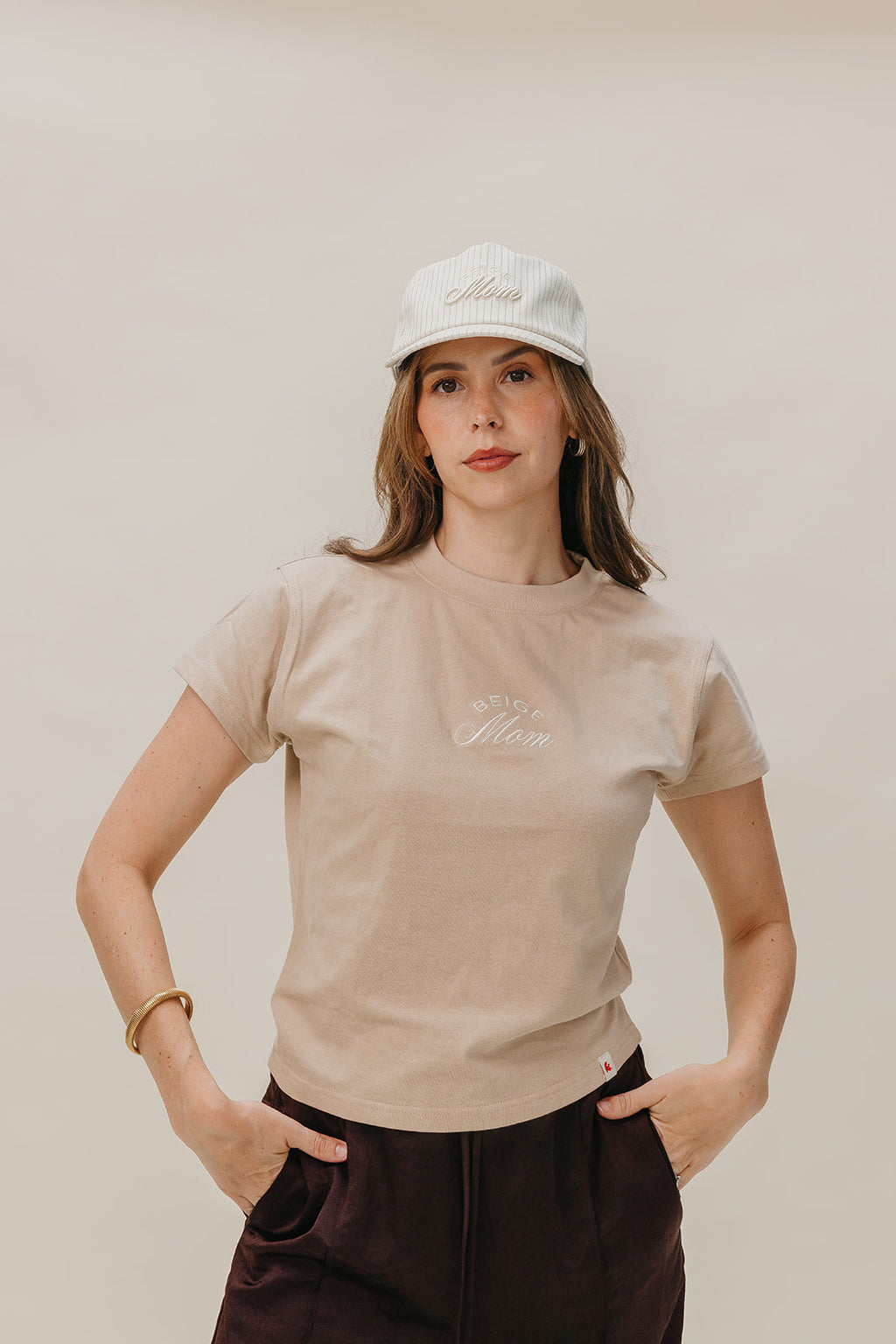 BEIGE MOM BASEBALL CAP