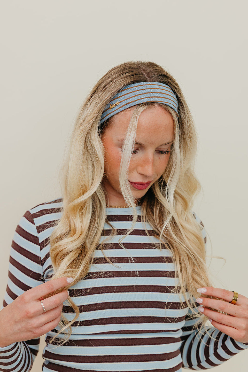 STRIPED OVERSIZED SCRUNCHIE + HEADBAND BUNDLE