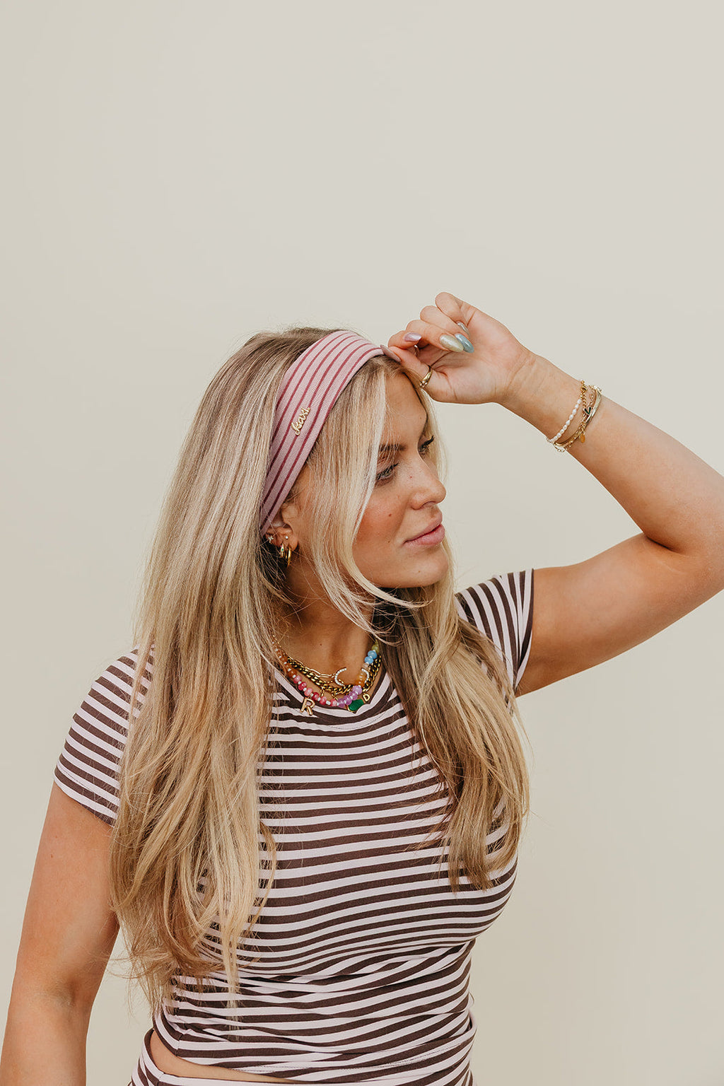 STRIPED OVERSIZED SCRUNCHIE + HEADBAND BUNDLE