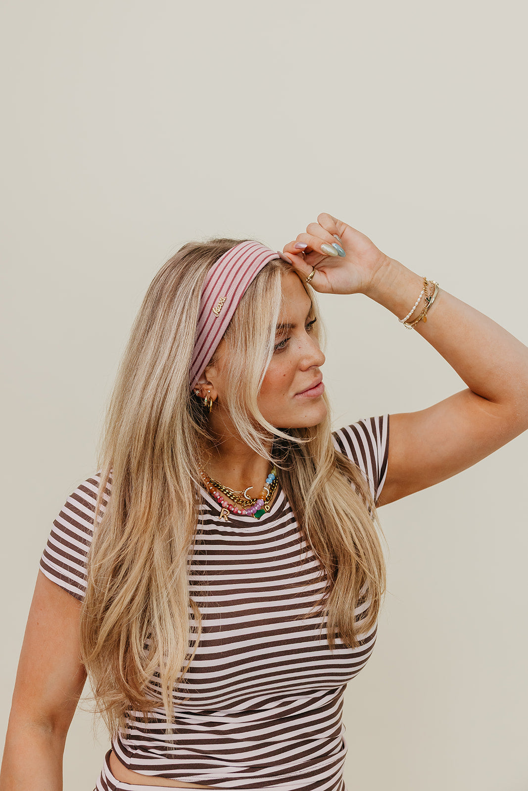 STRIPED OVERSIZED SCRUNCHIE + HEADBAND BUNDLE