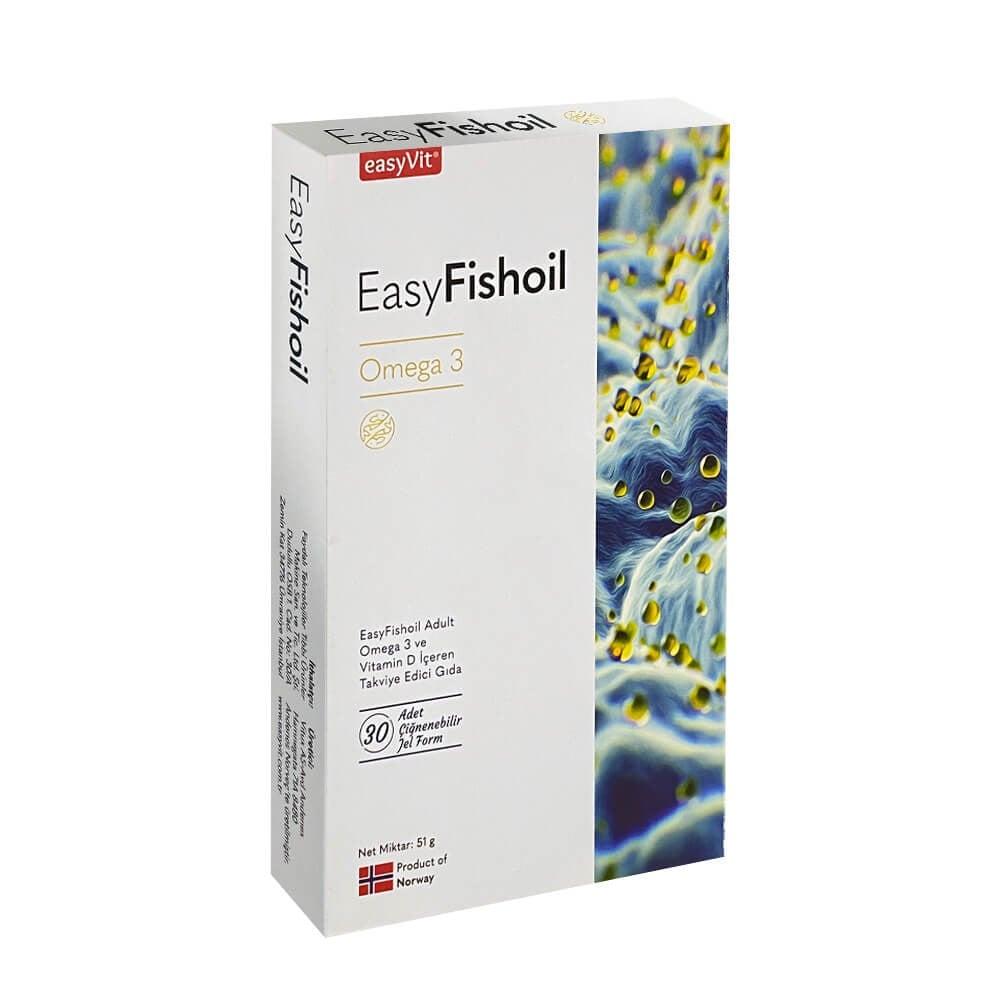 EasyFishoil Adult Omega 3 Dietary Supplement - 30 Chewable Jelly Form - Heart Health Support, Brain Function, Vitamin D