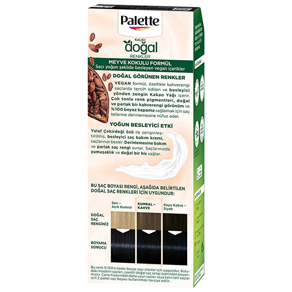 Palette Natural Hair Dye - Gece Mavisi (Night Blue) Permanent Hair Color with Natural Ingredients