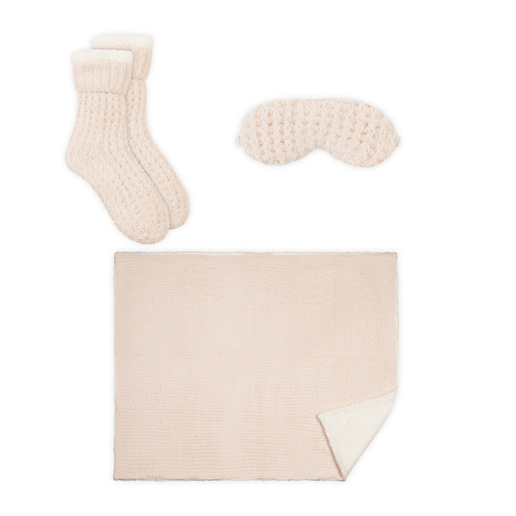 3pc Women's Sherpa Lined Cozy Waffle Set | Lemon