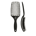 INATEKPRO Curved Vented Boar Bristle Detangler Brush - WHITE | LARGE